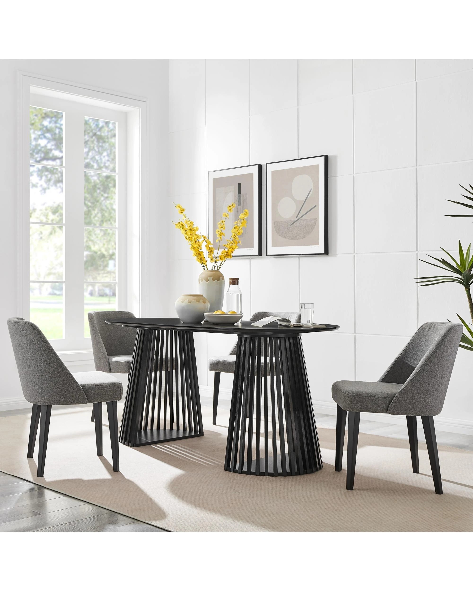 3 Kodu Oval Rounded Dining Table 160cm Black, 3 of 7