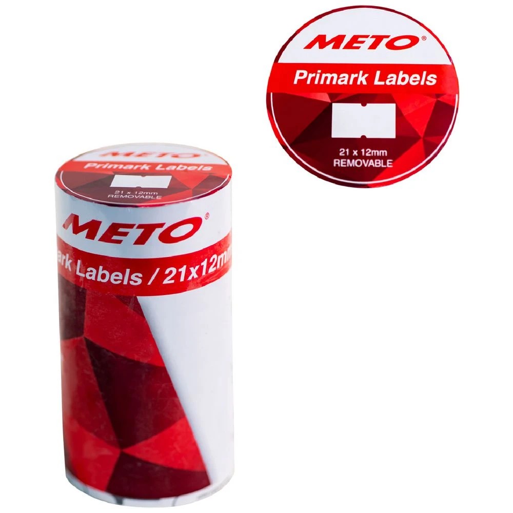 2 Meto Primark Labelling Gun Removable Labels White 5 Pack, 2 of 2