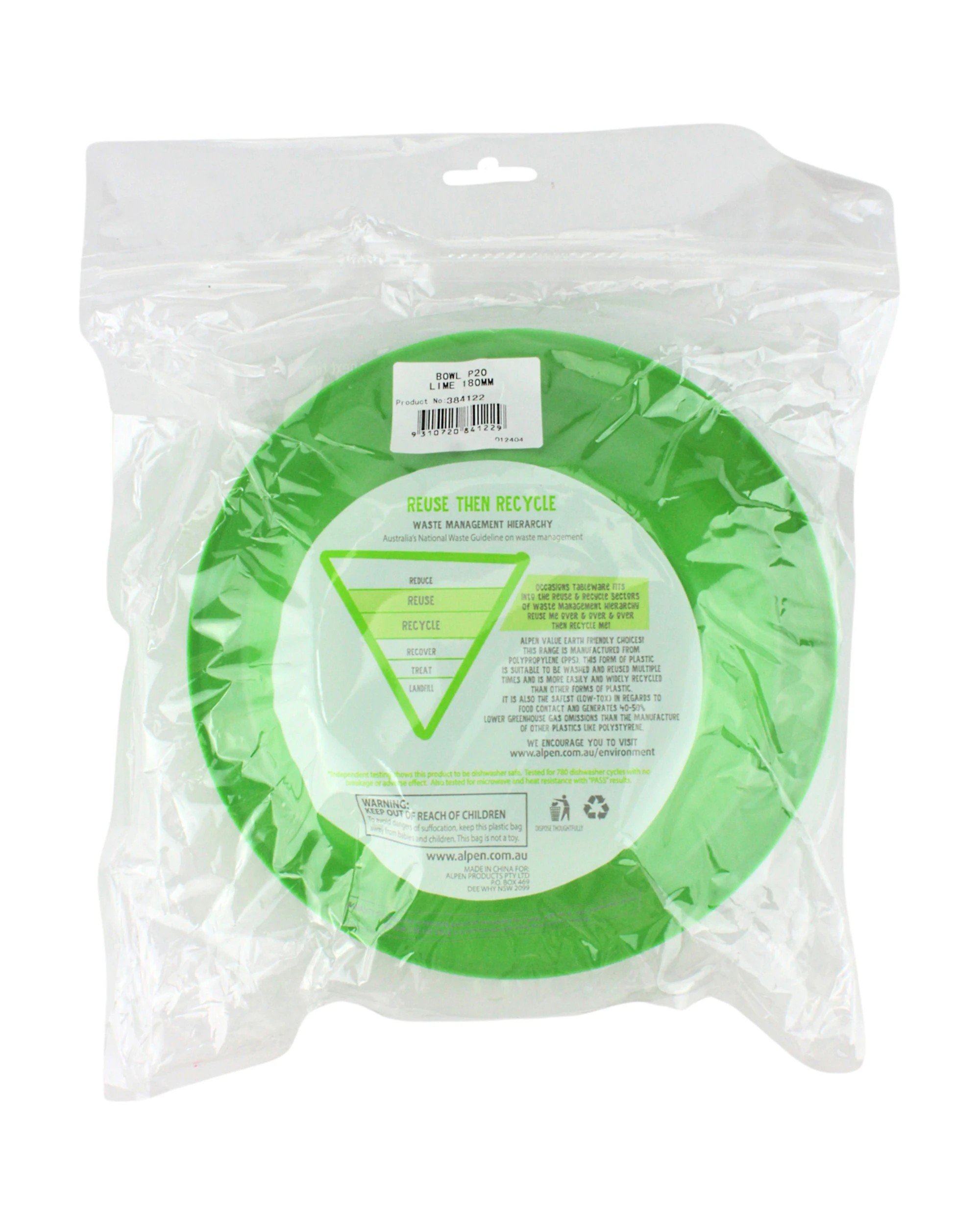 3 Alpen Lime 18cm Plastic Reusable Bowls Pack of 20 - Green, 3 of 3