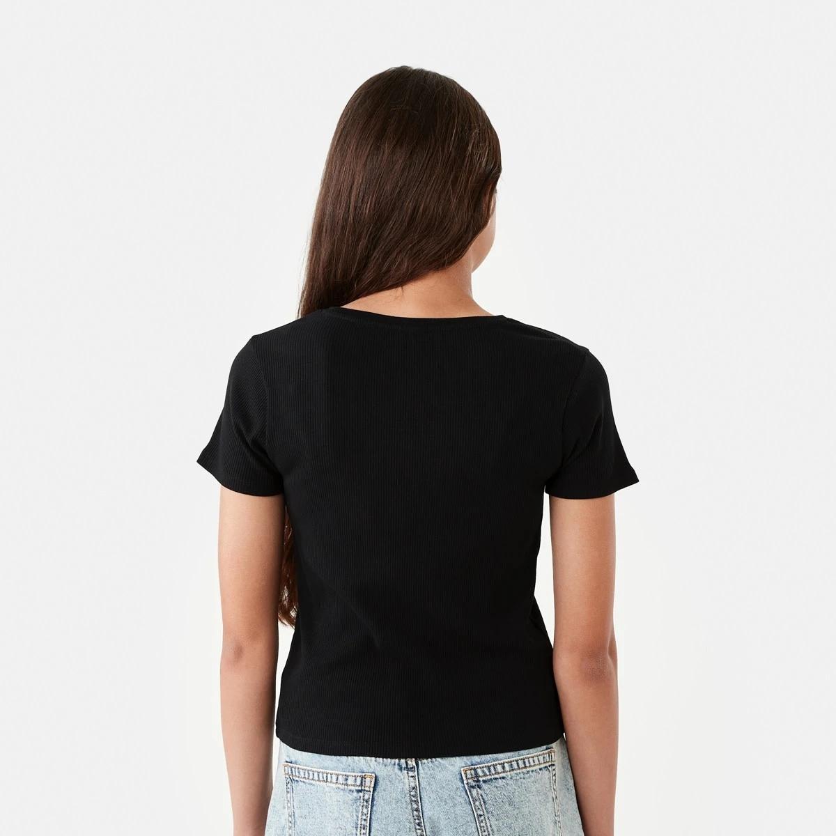 2 Short Sleeve Rib Top Black, 2 of 8