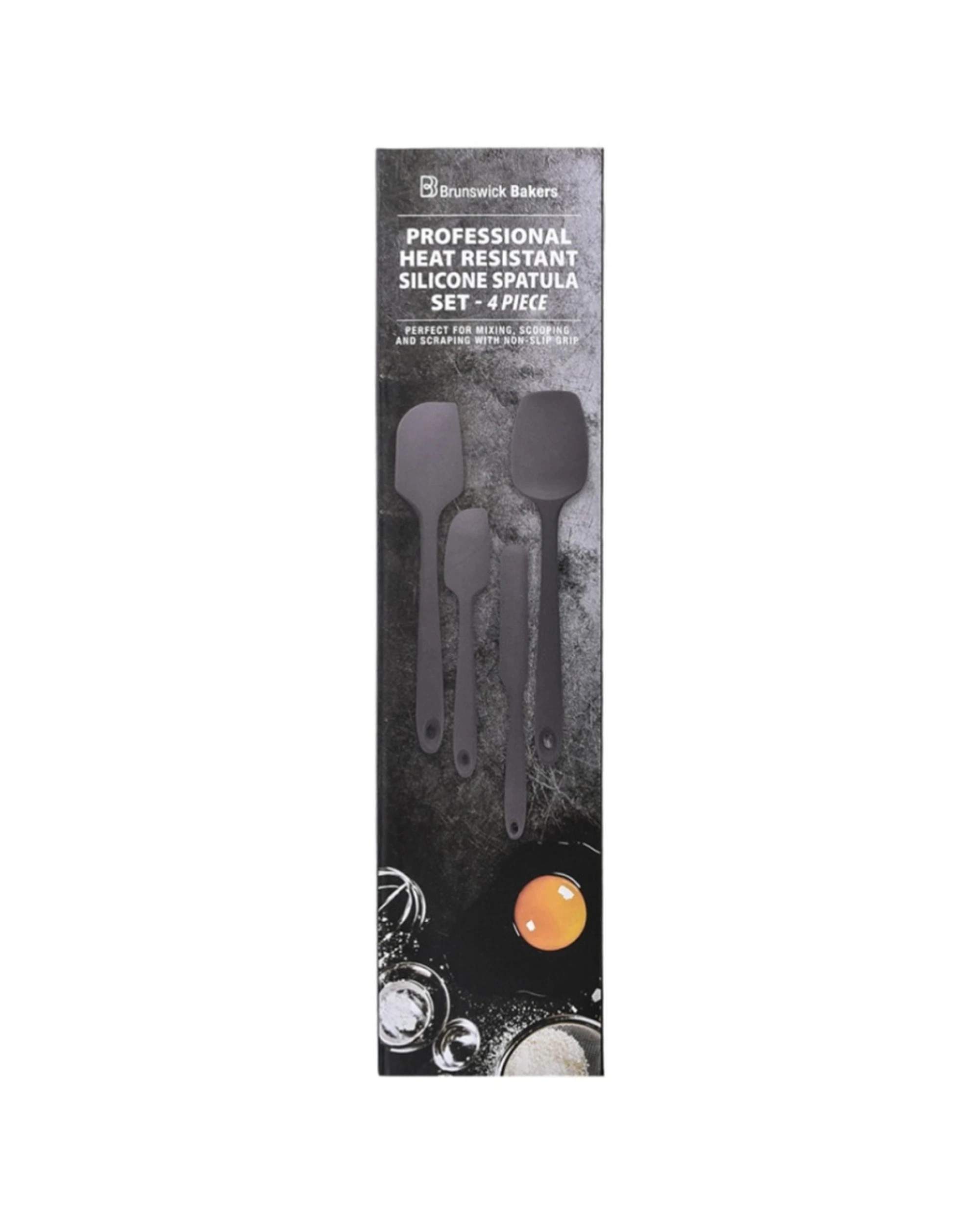 4 Brunswick Bakers 4pc Silicone Spatula Set Heat Resistant Non Slip Grip - Grey, 4 of 4
