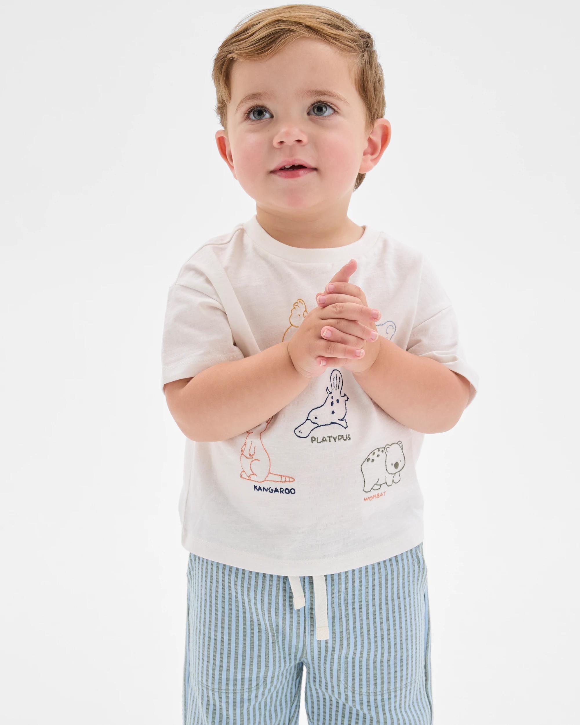 2 Target Baby Organic Cotton Embroidered T-Shirt and Trackpants Set CLOUD DANCER AUSTRALIANA, 2 of 5