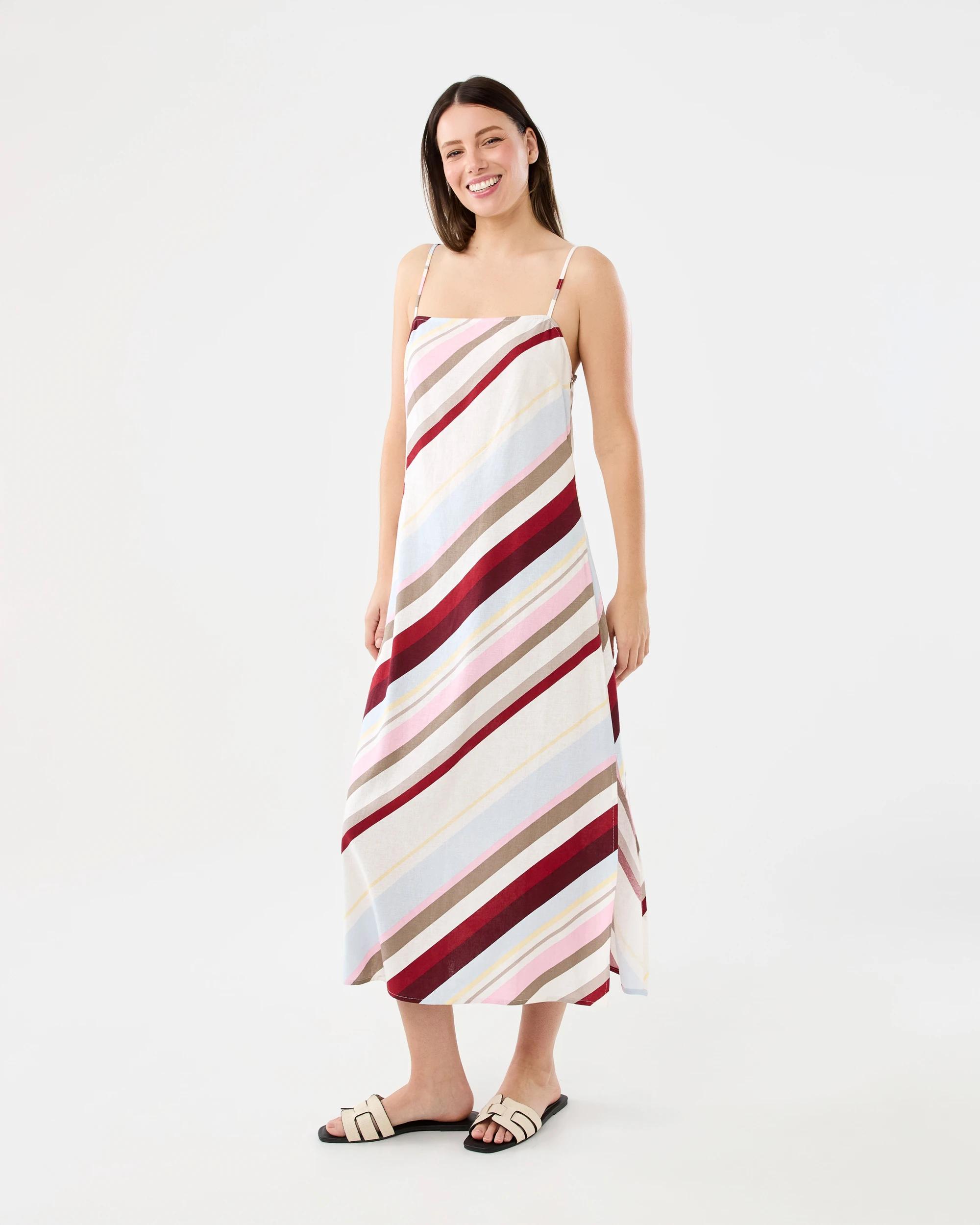 2 Sleeveless Linen Blend Strappy Slip Maxi Dress Icrem Cld, 2 of 6