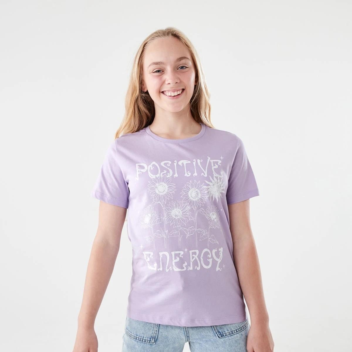 1 Short Sleeve Print T-shirt POSITIVE ENERGY PASTEL LILAC, 1 of 6