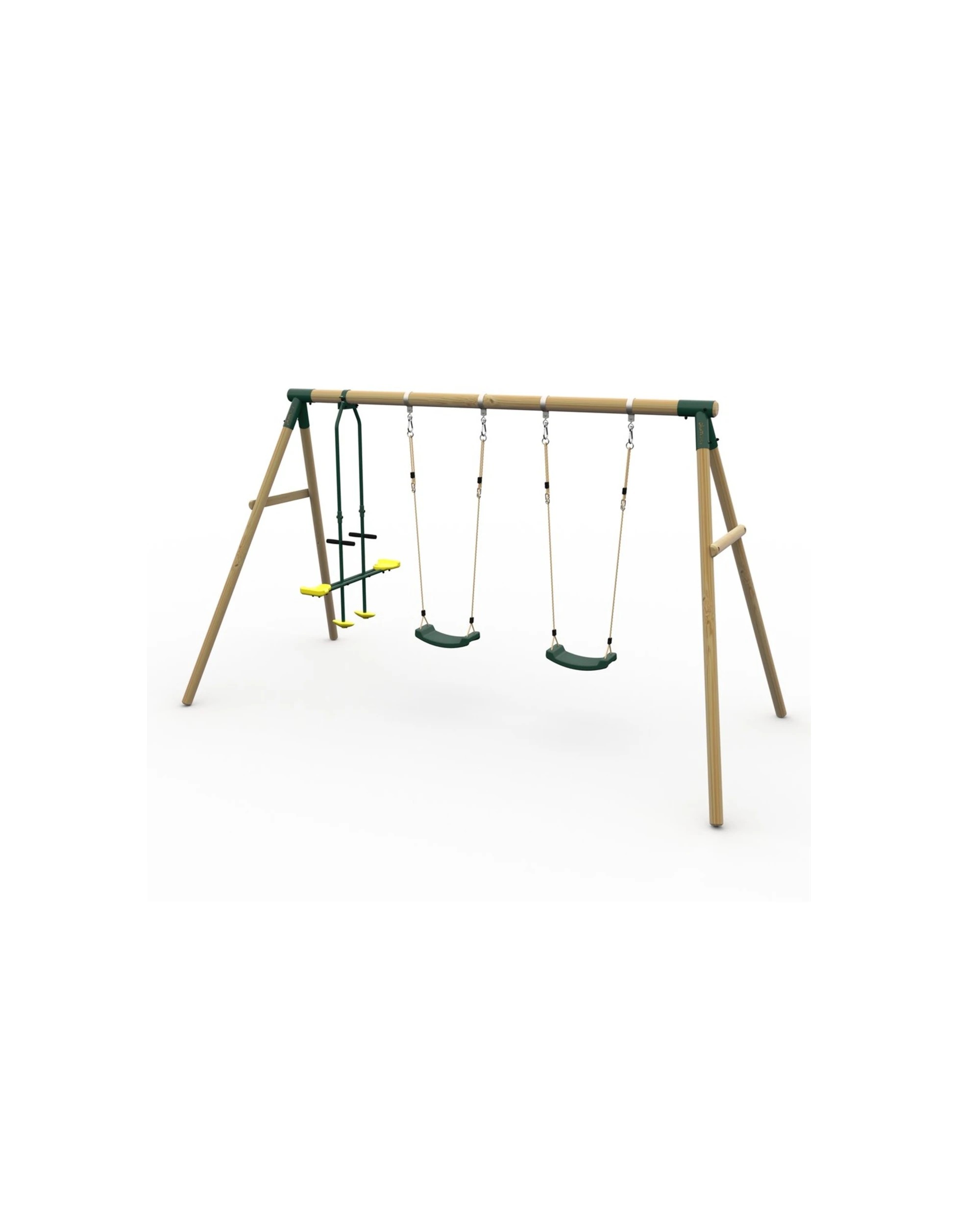 1 Plum Play Au Colobus Triple Wooden Swing Set With 2 Seat Glider For Kids, 1 of 7