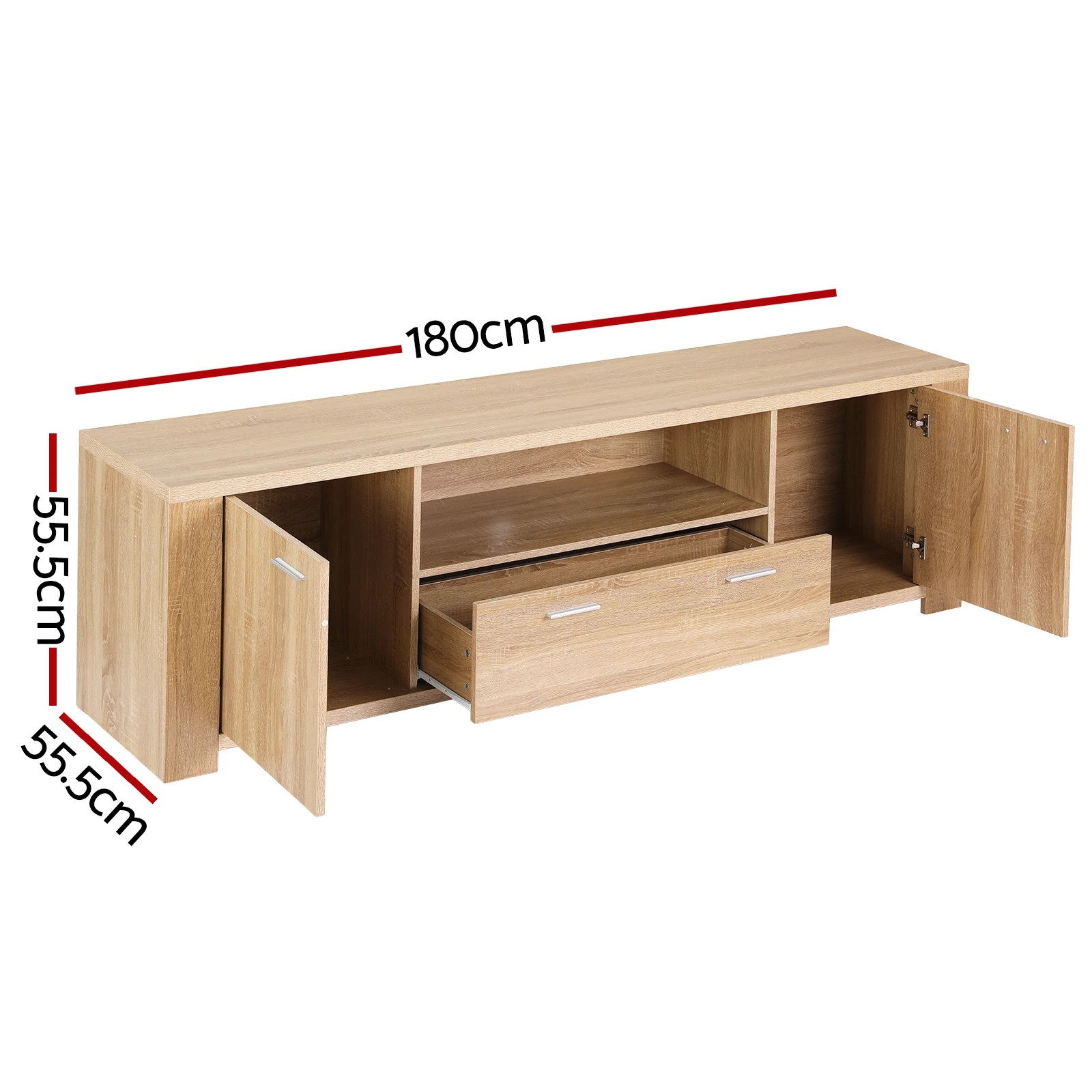 3 Artiss 180cm TV Unit Entertainment Unit Storage Drawer Cabinet Pine - Natural, 3 of 9