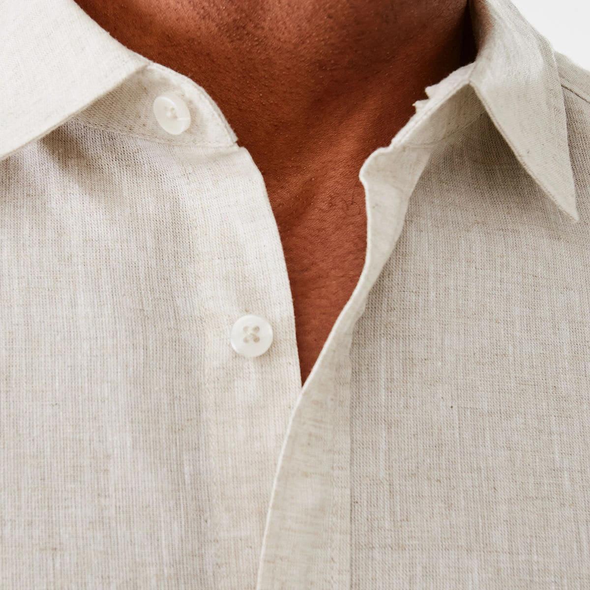 5 Short Sleeve Solid Linen Blend Shirt Bge Ntural, 5 of 6