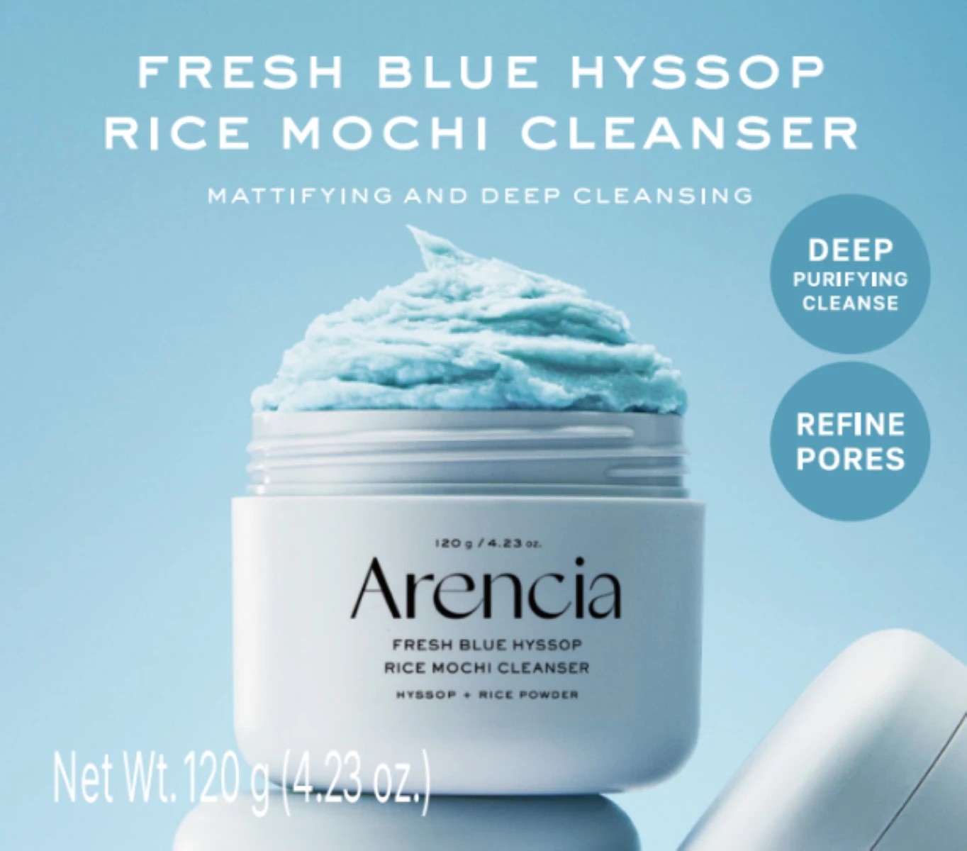 3 Arencia Fresh Blue Hyssop Rice Mochi Cleanser 120g, 3 of 4