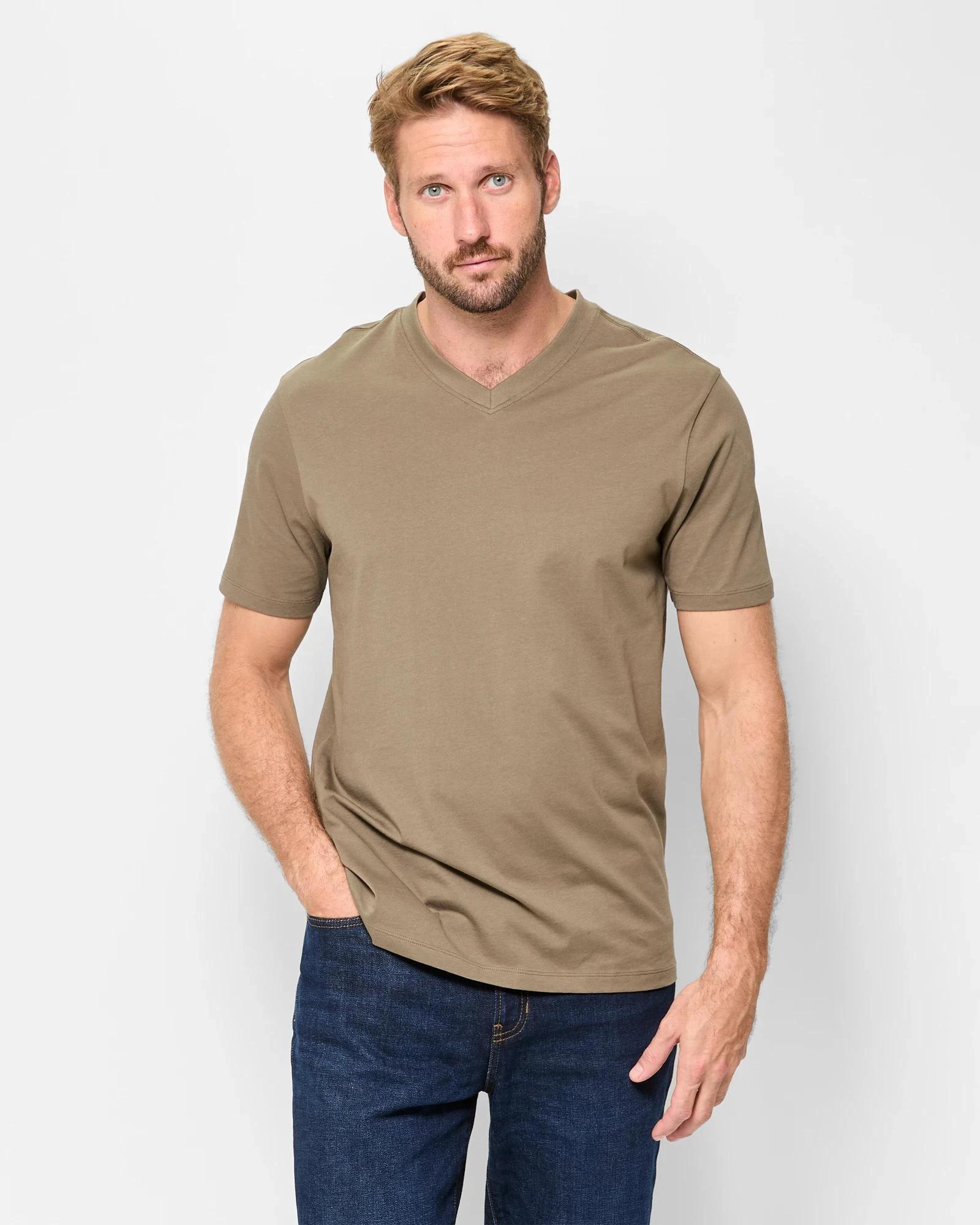 1 Target Australian Cotton V-Neck T-Shirt OLIVE, 1 of 5