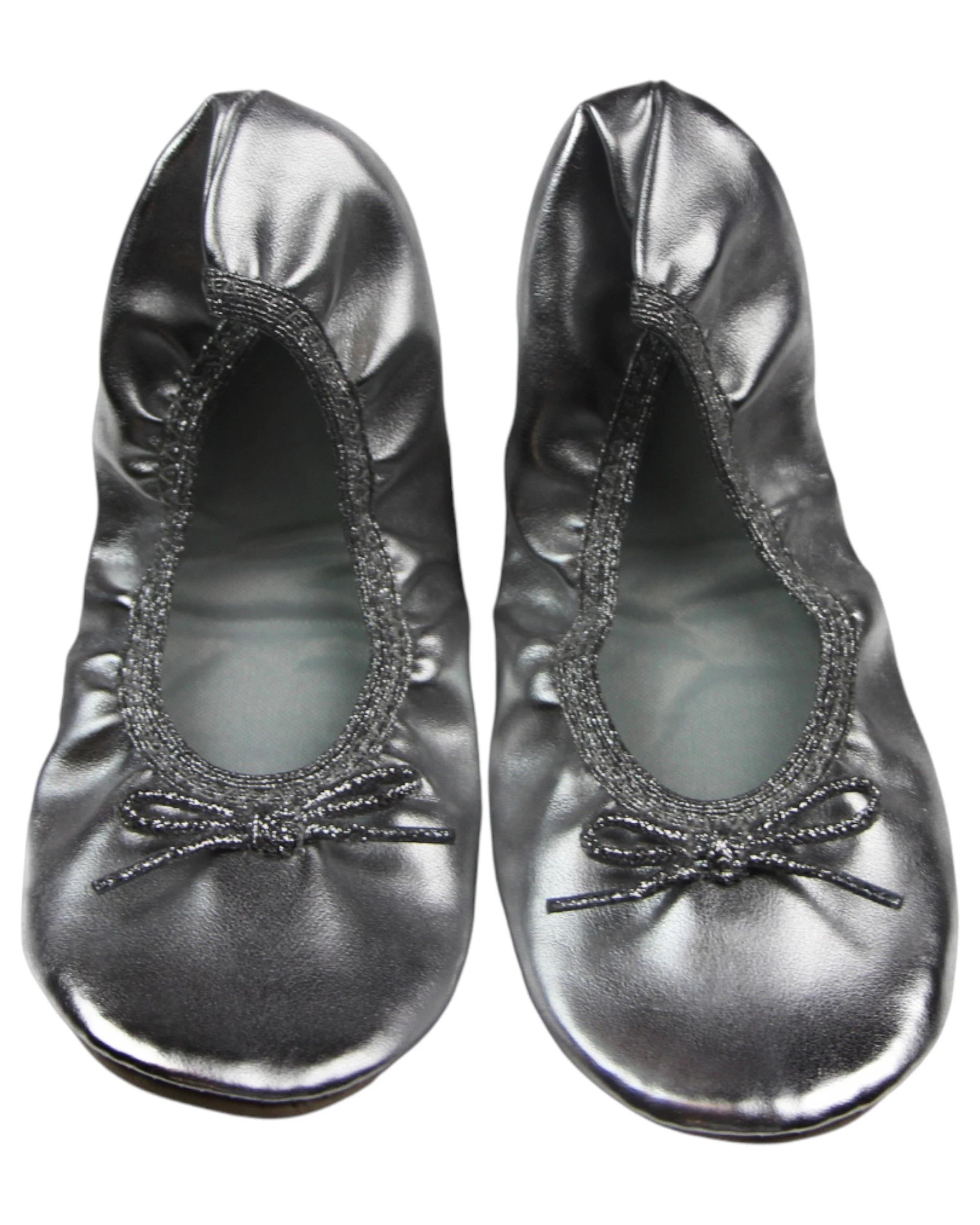 1 Jiffies Grosby Girls Kids Girl Ballet Dance Flat Slipper Shoes SILVER, 1 of 1