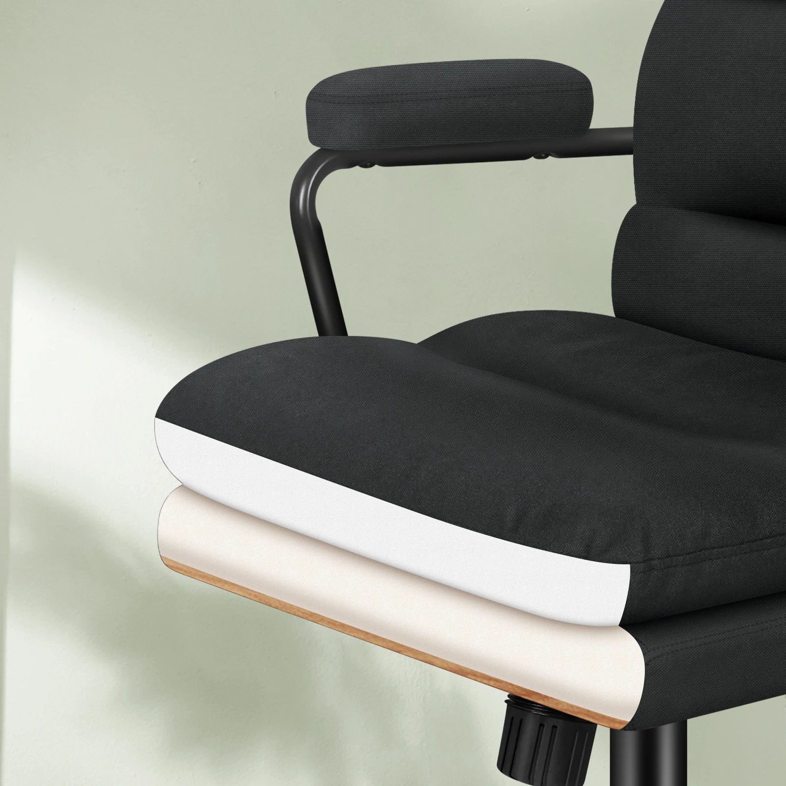 4 Alfordson Office Chair Ergonomic Executive Computer Work Seat Fabric - Black, 4 of 10