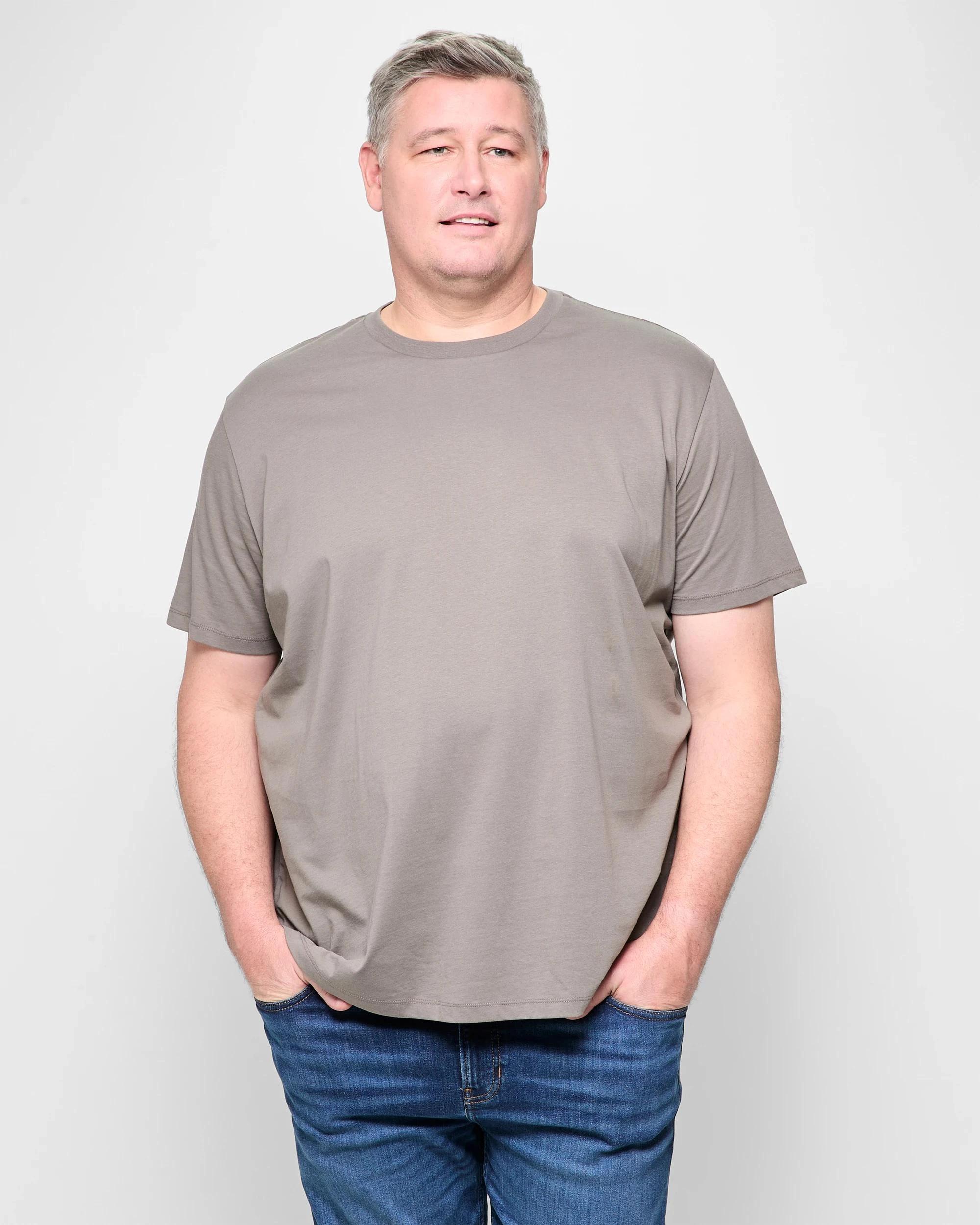 1 Target Man Plus Plus Size Australian Cotton Crew T-Shirt MUSHROOM, 1 of 5