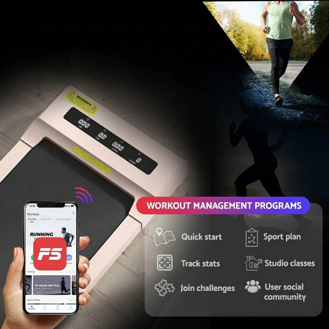 6 Artiss Electric Treadmill with 140cm Automatic Standing Desk Walking Pad 360mm - Multi, 6 of 9