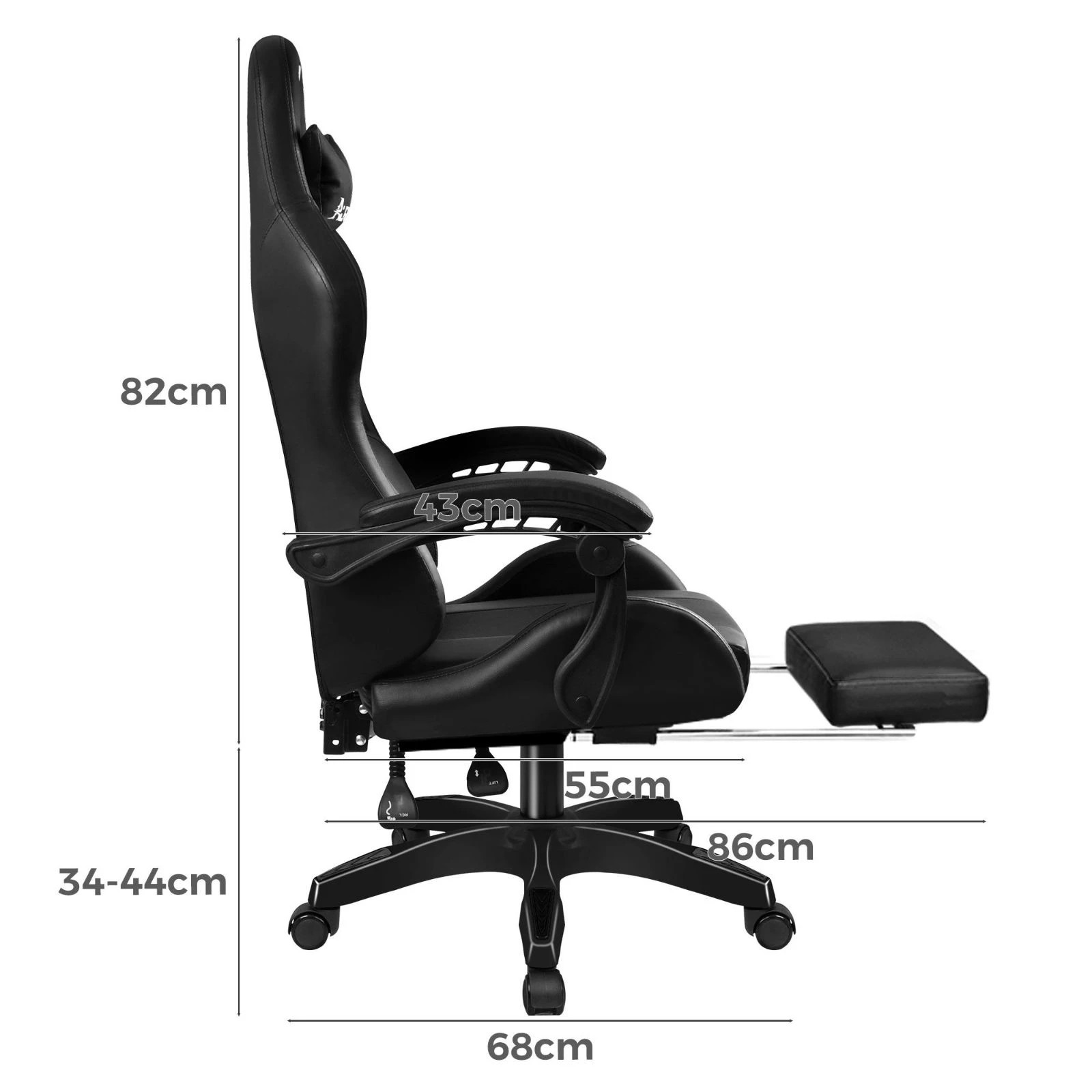 4 Alfordson Gaming Office Chair Extra Large Pillow Racing Executive Footrest Seat - Black, 4 of 10