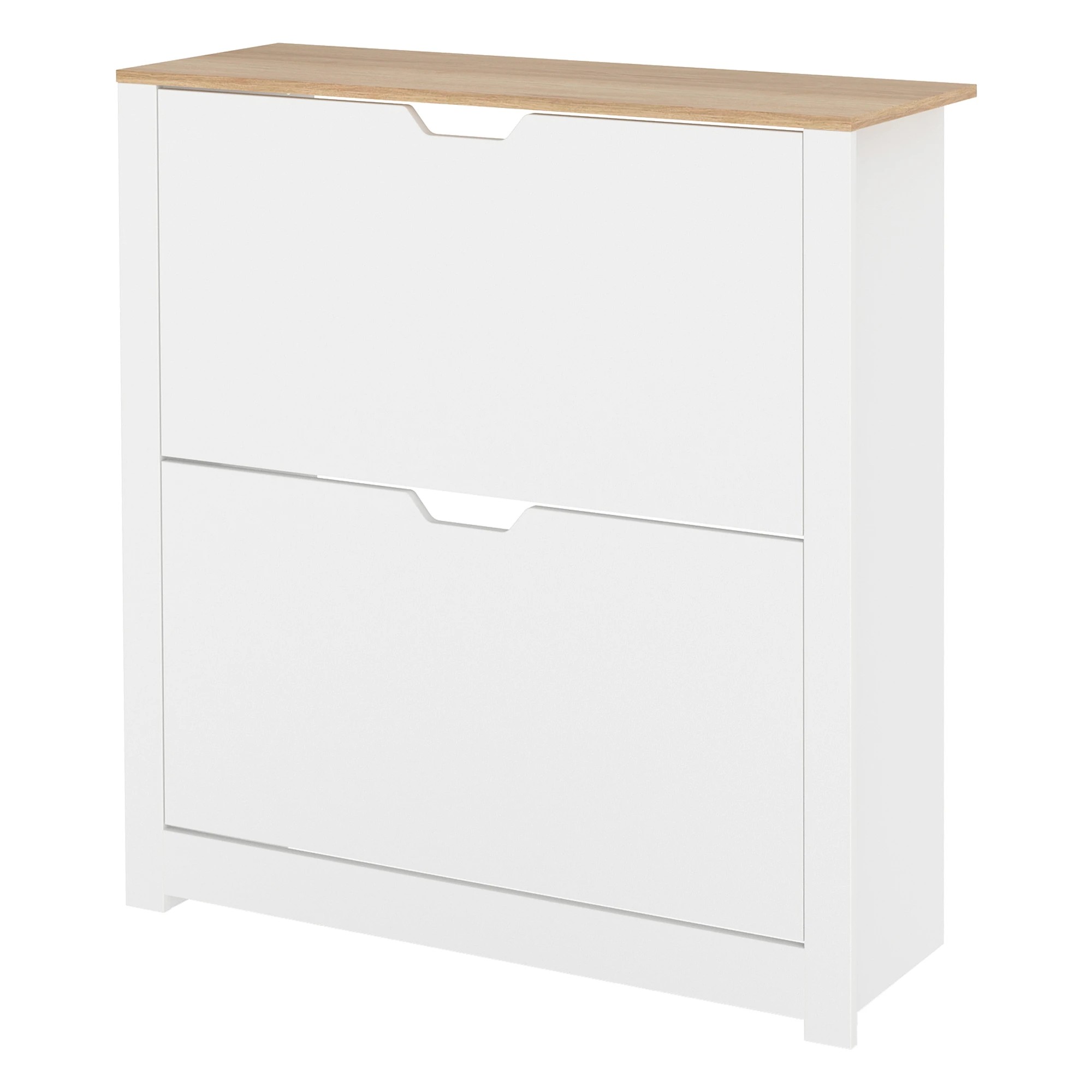 1 Levede Narrow Shoe Cabinet 2 Flip Drawers - White, 1 of 9