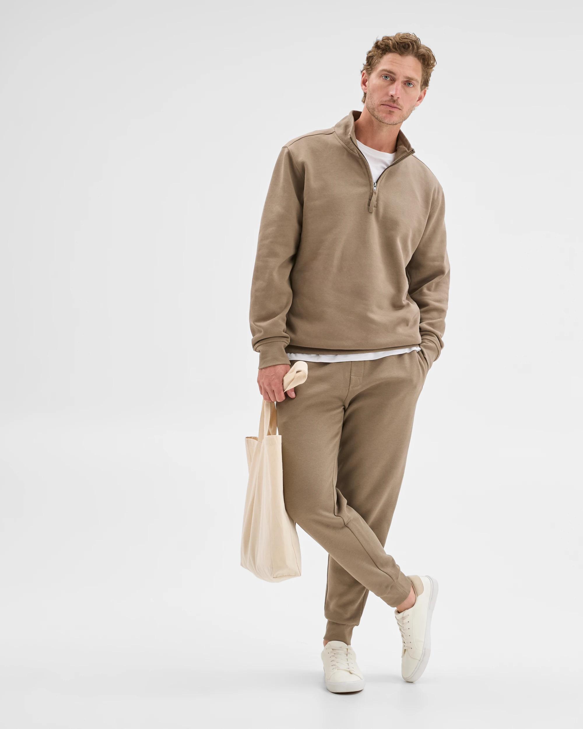 2 Target Man Australian Cotton Blend Fleece 1/2 Zip Top MUSHROOM, 2 of 8