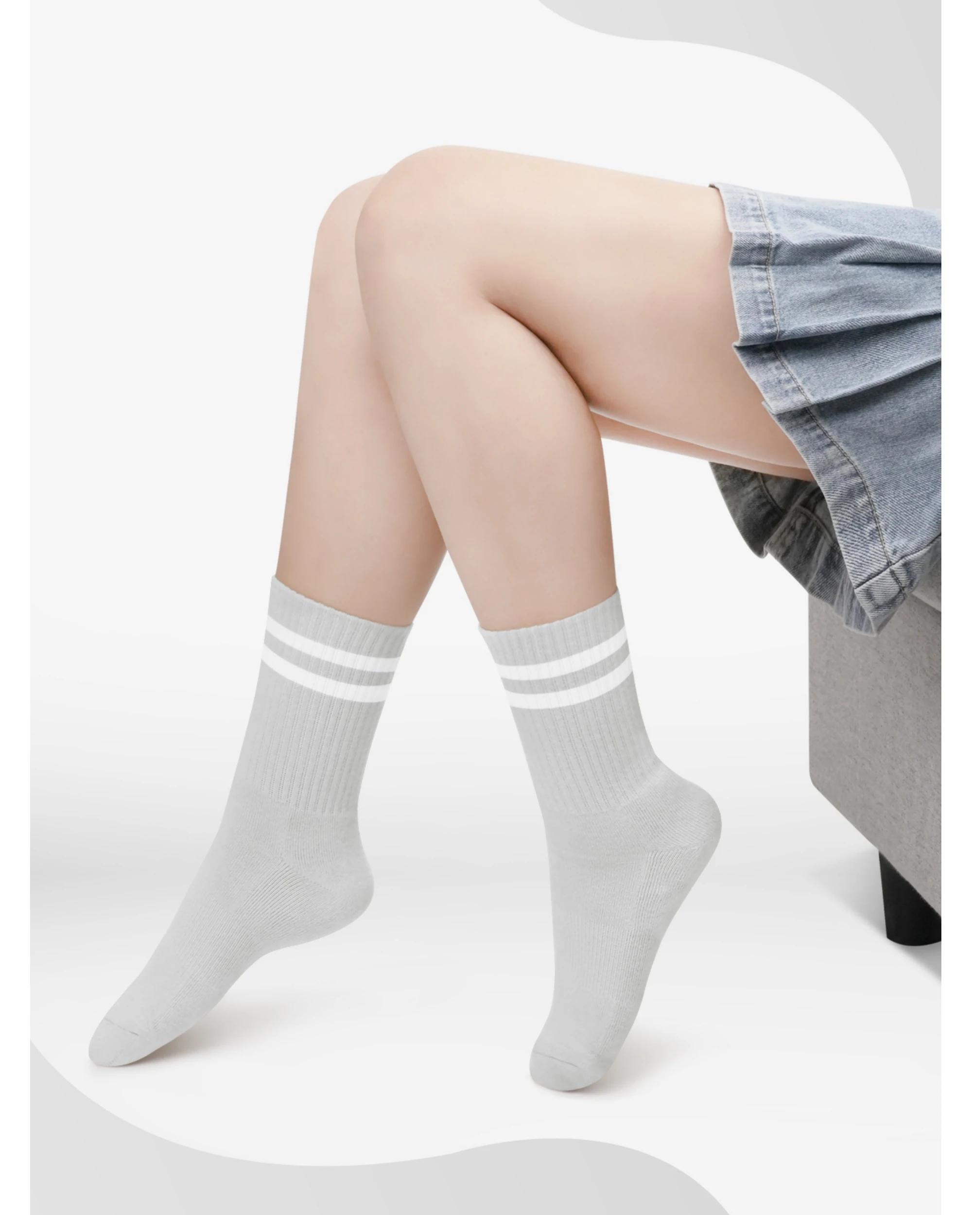 4 Advwin Medium Blue Crew Socks for Sports and Daily Wear GREY, 4 of 5