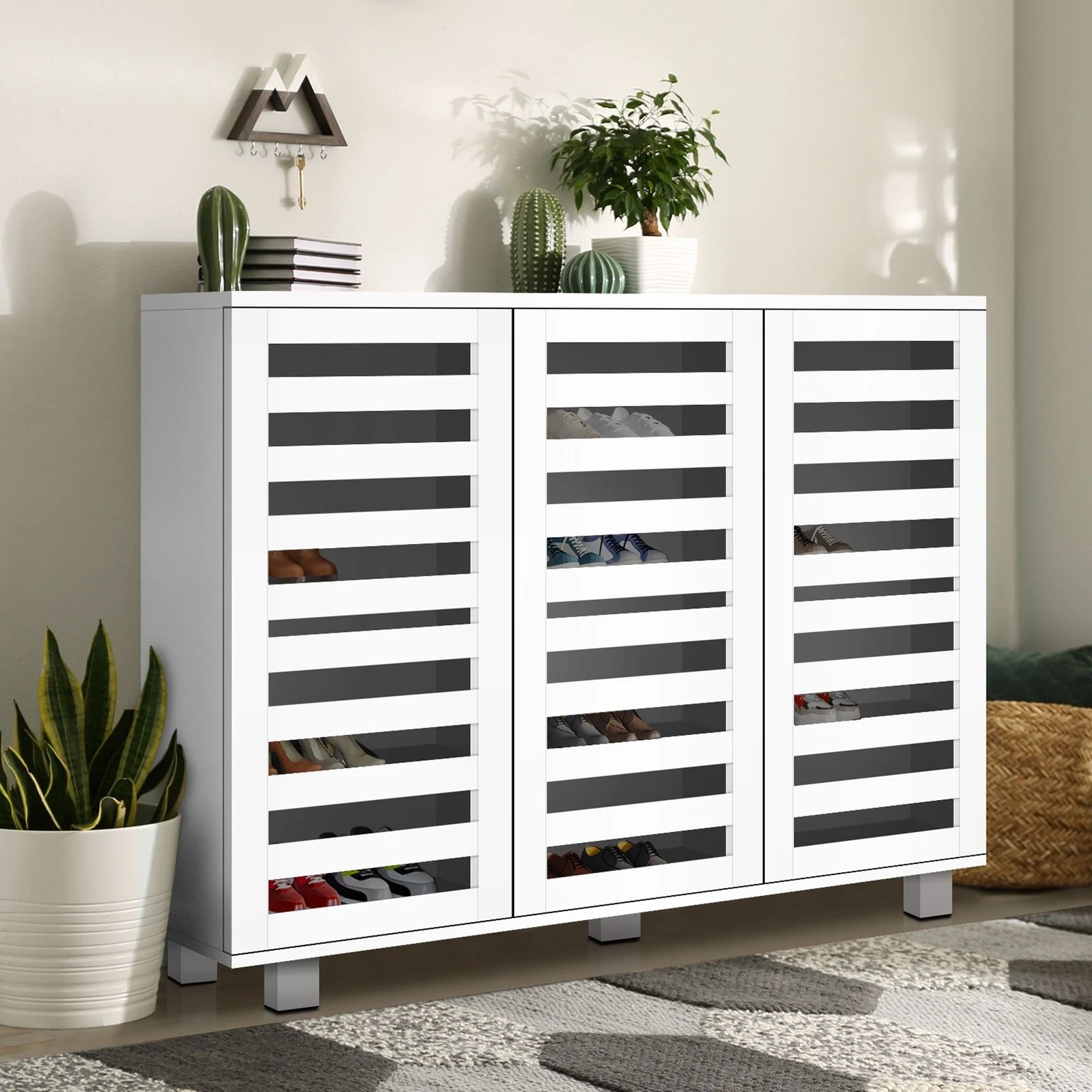 2 Alfordson Shoe Cabinet Storage Rack Organiser Drawer Shelf 30 pairs - White, 2 of 9