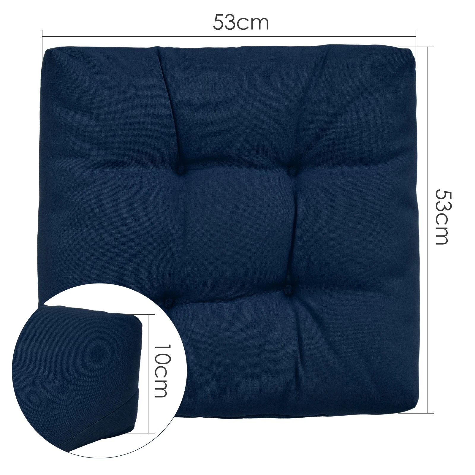 3 Costway 2x Patio Chair Cushion Outdoor Seat Pad Indoor/Outdoor 53x53cm - Blue, 3 of 3