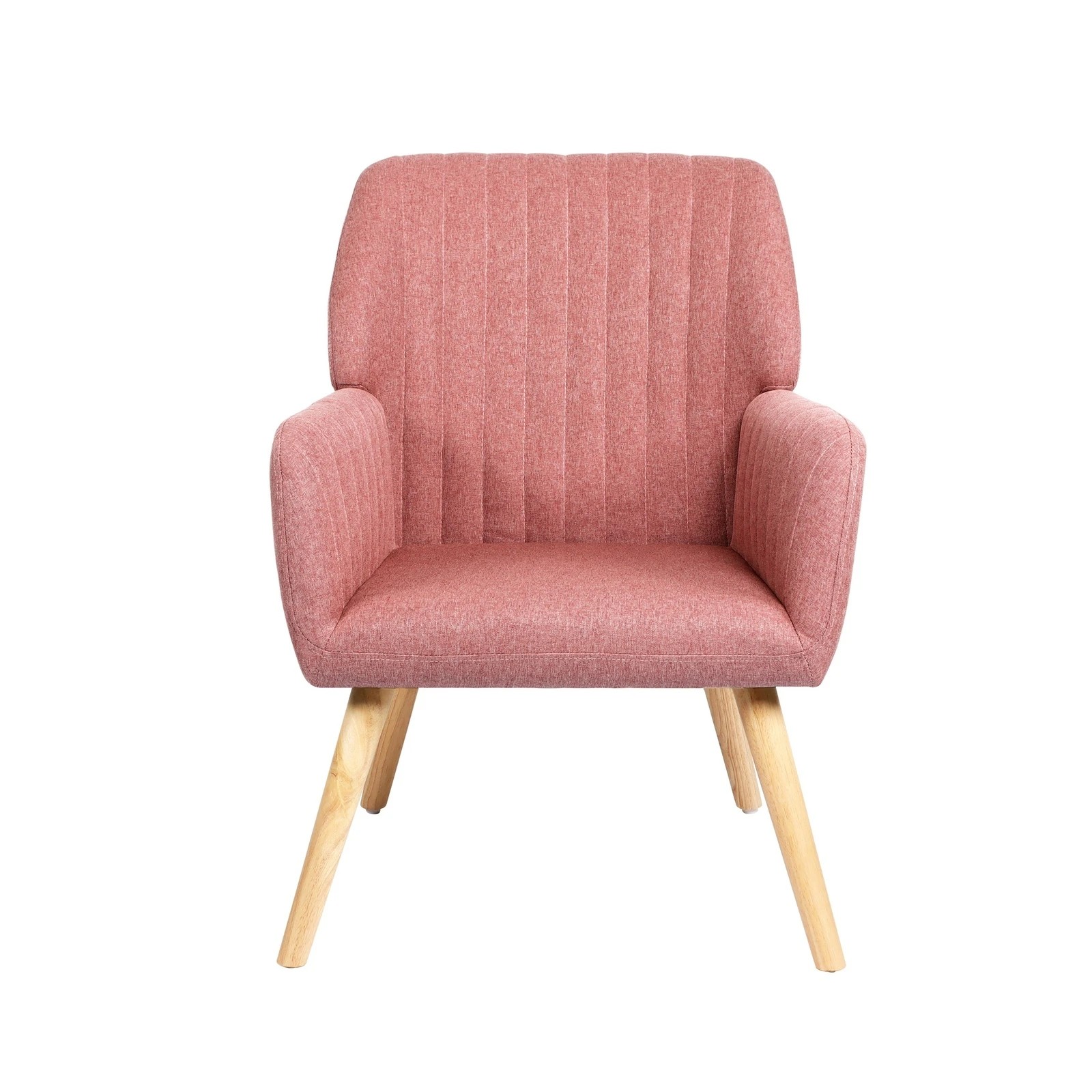 7 Oikiture 2x Armchair Lounge Sofa Chair Fabric Accent Chairs Armchairs - Pink, 7 of 10