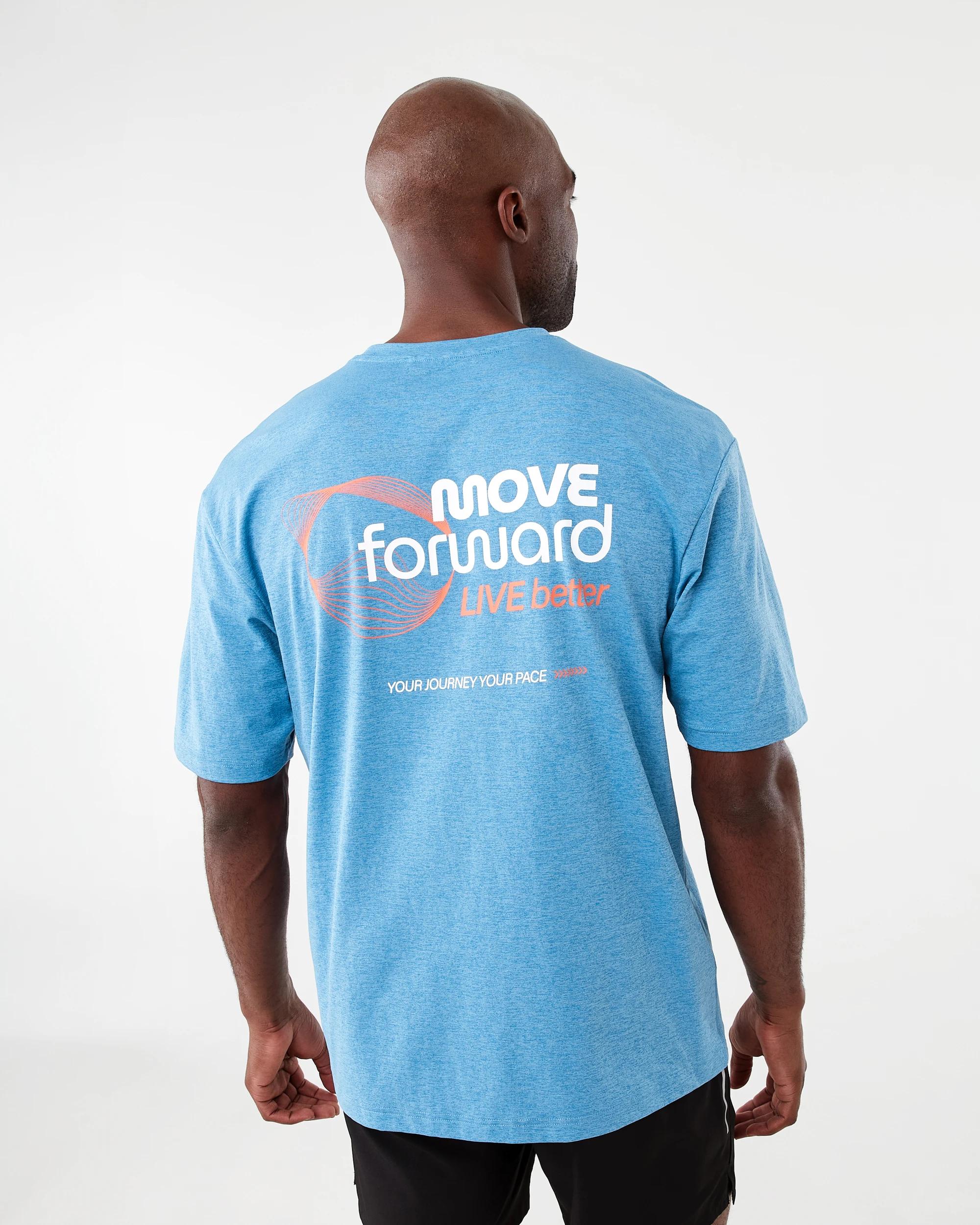 3 Active Mens Oversized Graphic T-shirt Blu Marble, 3 of 7