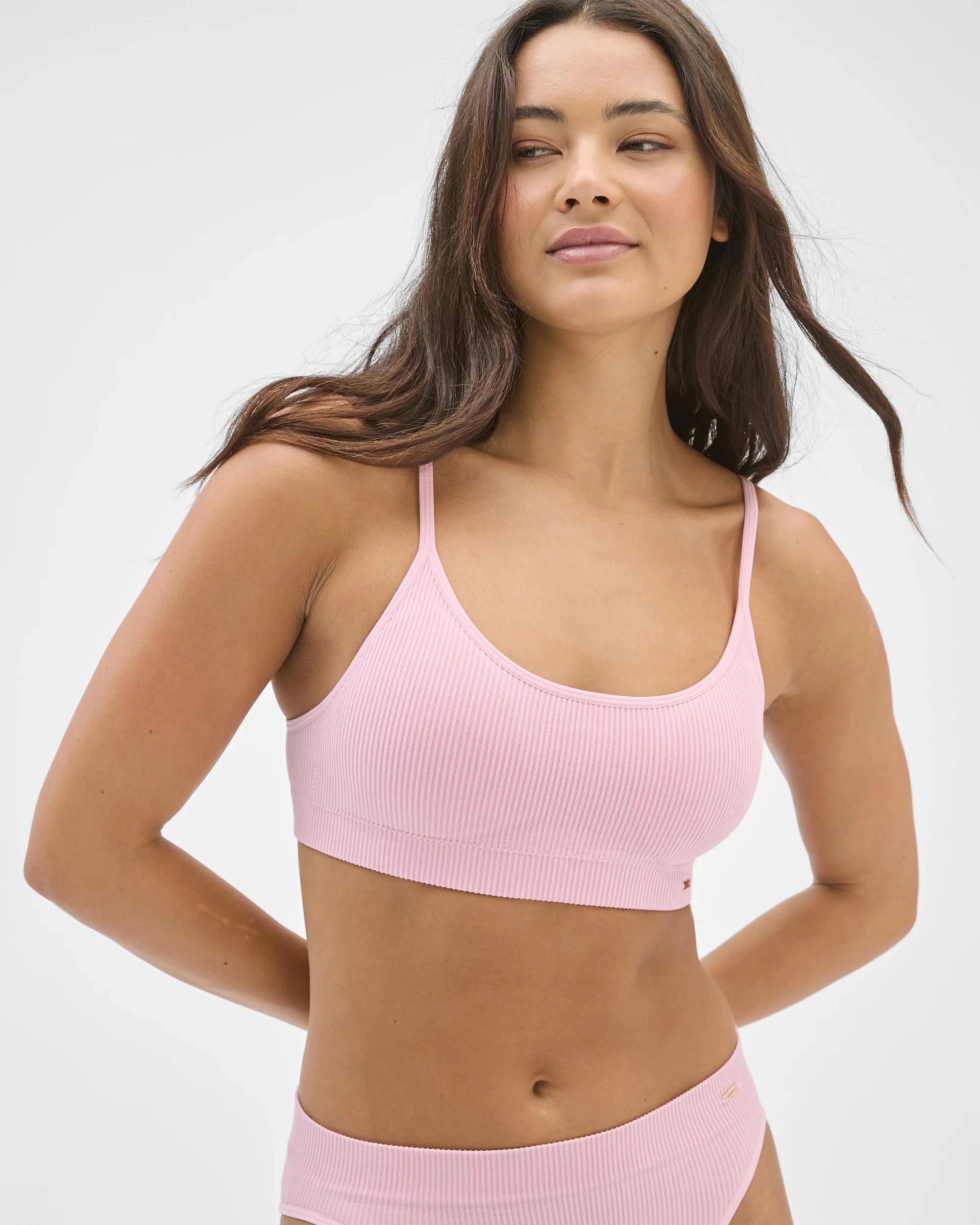 1 Lily Loves Ribbed Seamfree Strappy Crop Top CAMEO PINK, 1 of 5