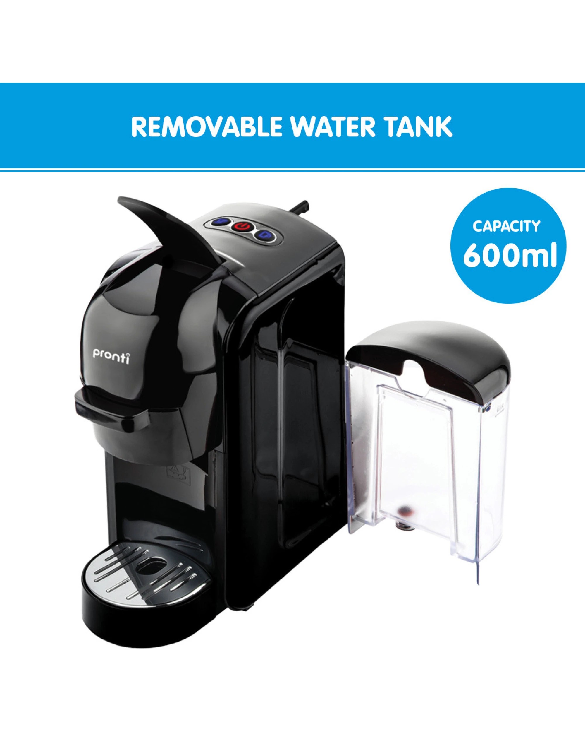 7 Pronti HomeMaid 3-in-1 Coffee Machine Multi-Capsule Pods Ground Coffee Nespresso Caffitaly Compatible CM-511HM, 7 of 10