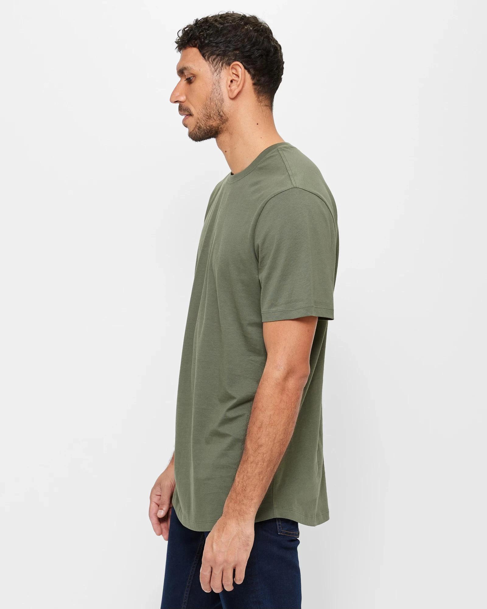 3 Target Australian Cotton Curved Hem T-Shirt KHAKI, 3 of 4