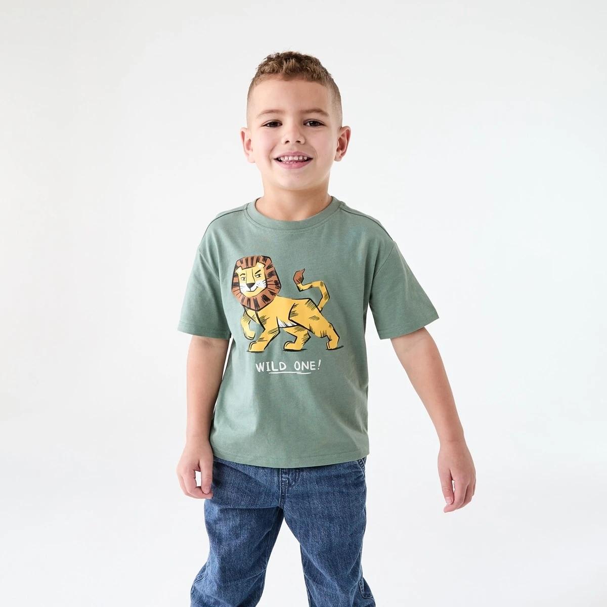 1 Chest Print T-shirt WILD ONES LION CHINOS GREEN, 1 of 6