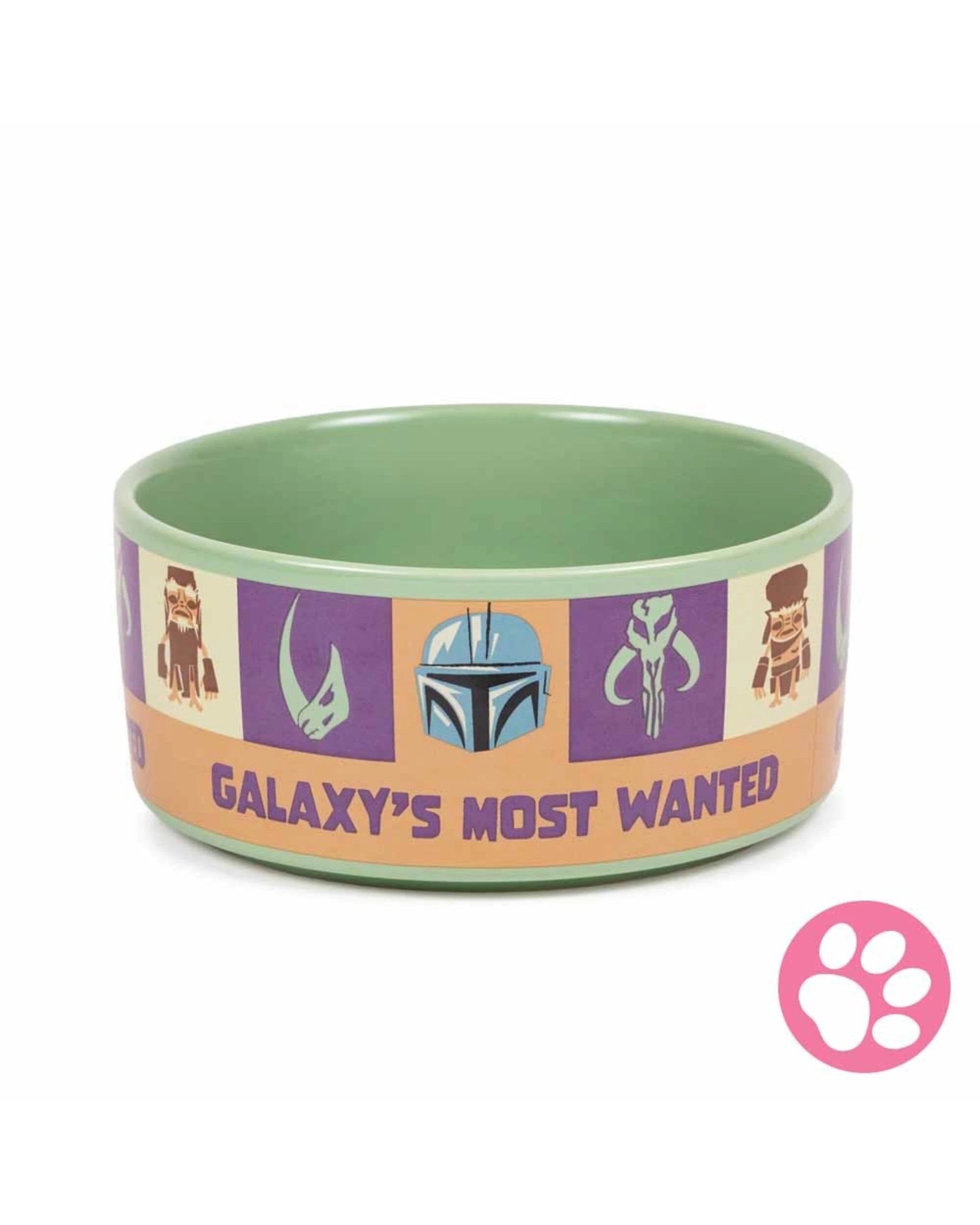 1 Star Wars - The Mandalorian - Galaxy's Most Wanted Ceramic Pet Bowl - Green