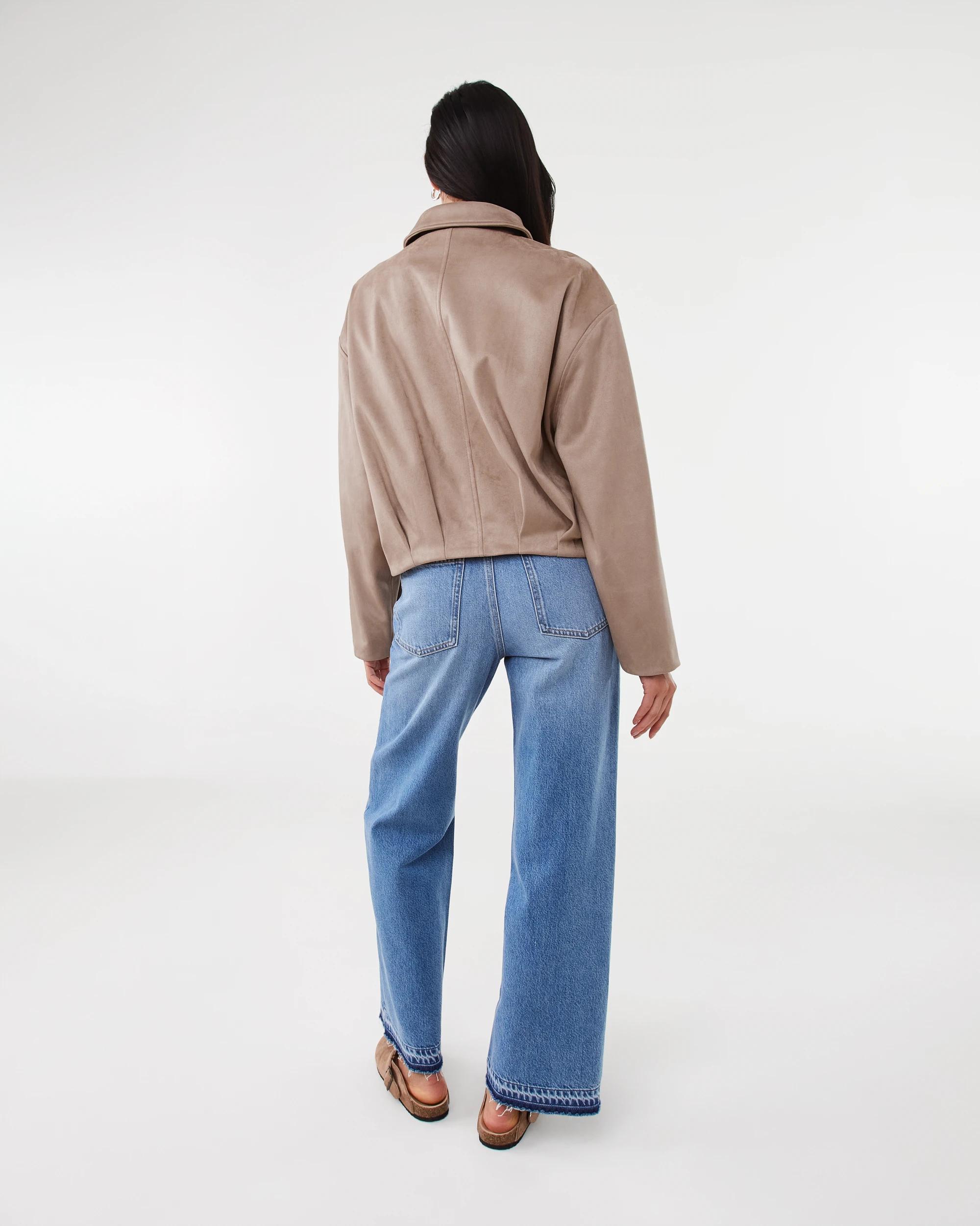 4 Straight Leg Undone Hem Jeans Mid Wash, 4 of 6