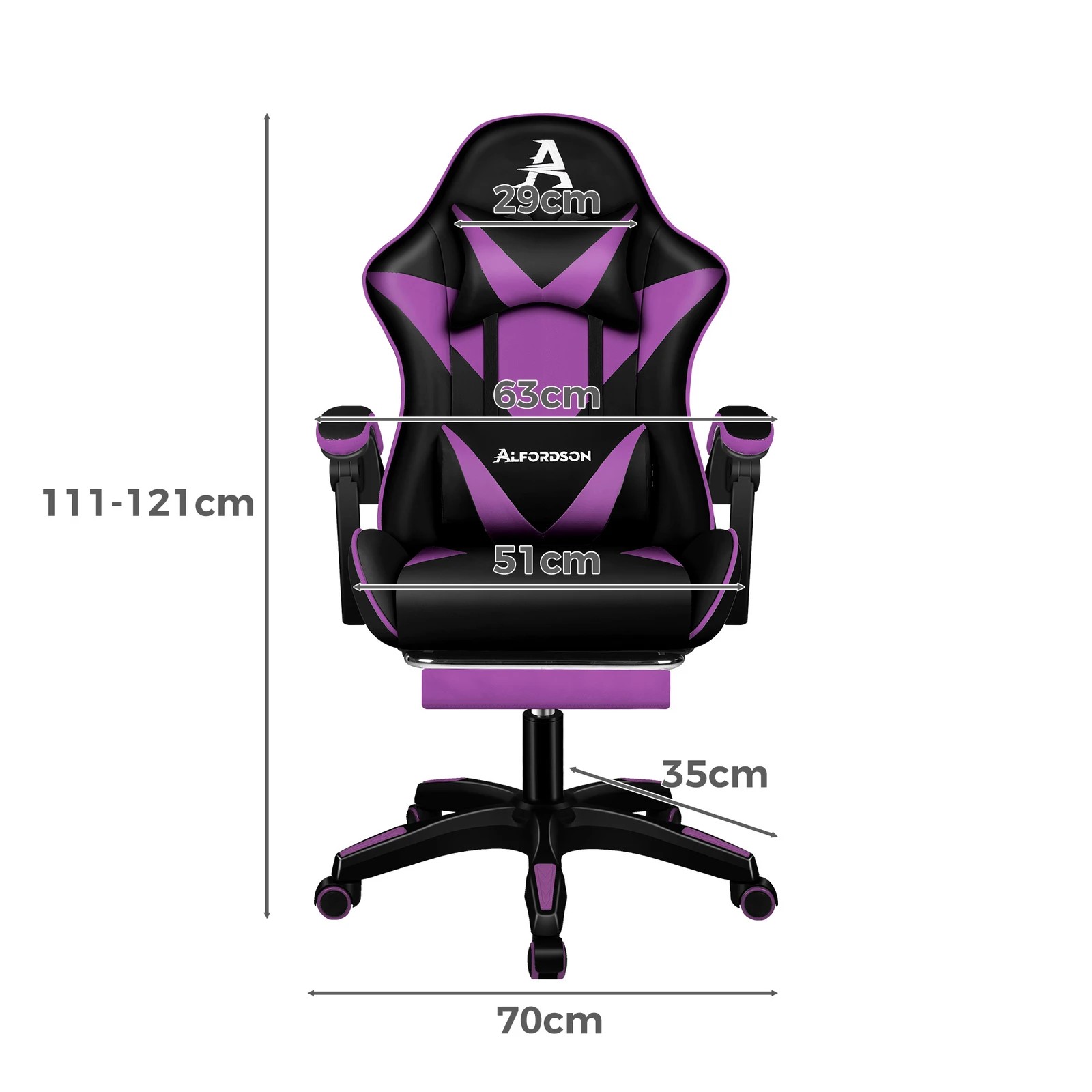 8 Alfordson Gaming Office Chair Massage Computer Footrest Leather - Purple, 8 of 10