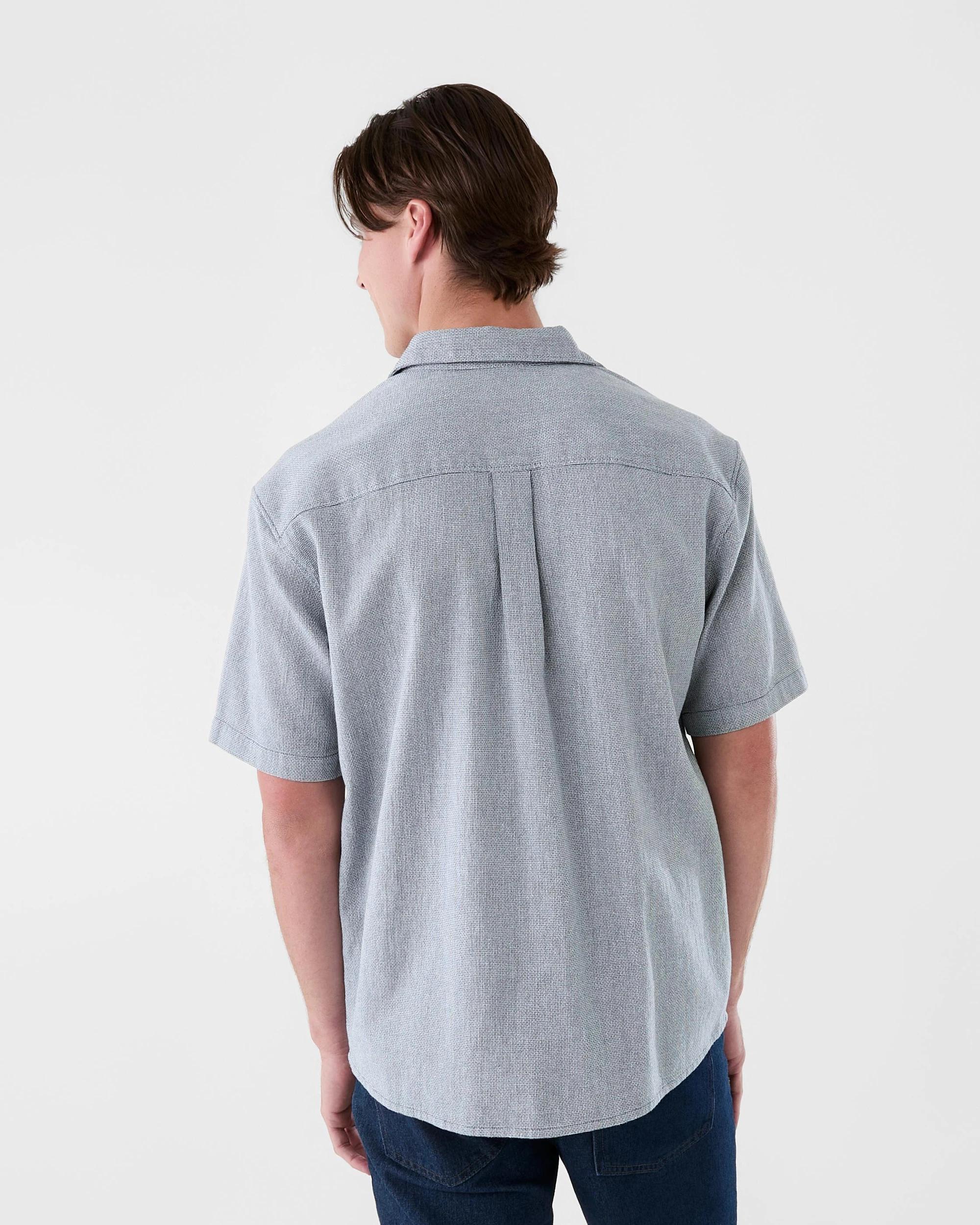 3 Short Sleeve Dobby Shirt Blu Yd, 3 of 6