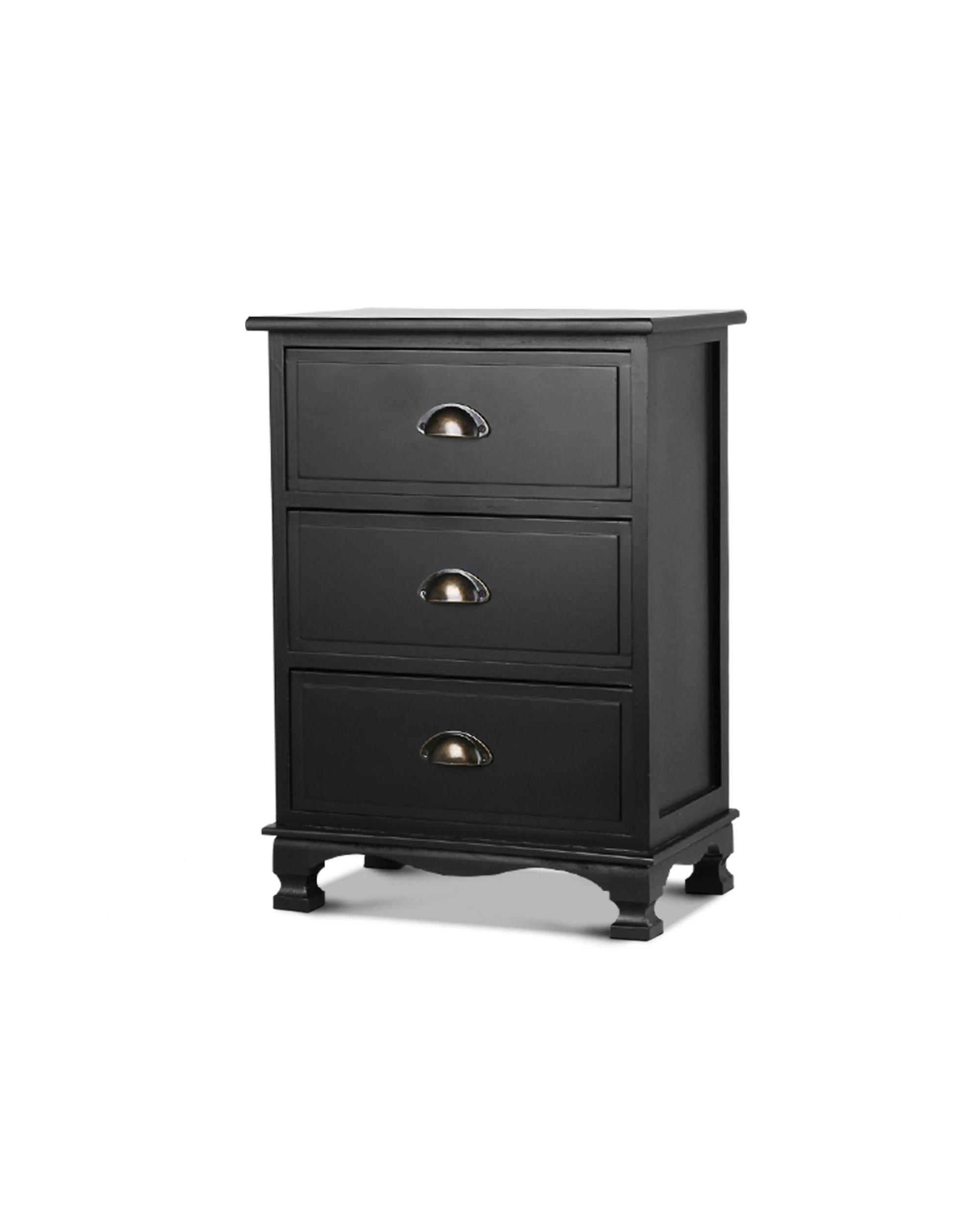 1 Artiss Bedside Table 3 Drawers Vintage
 - Black, 1 of 3