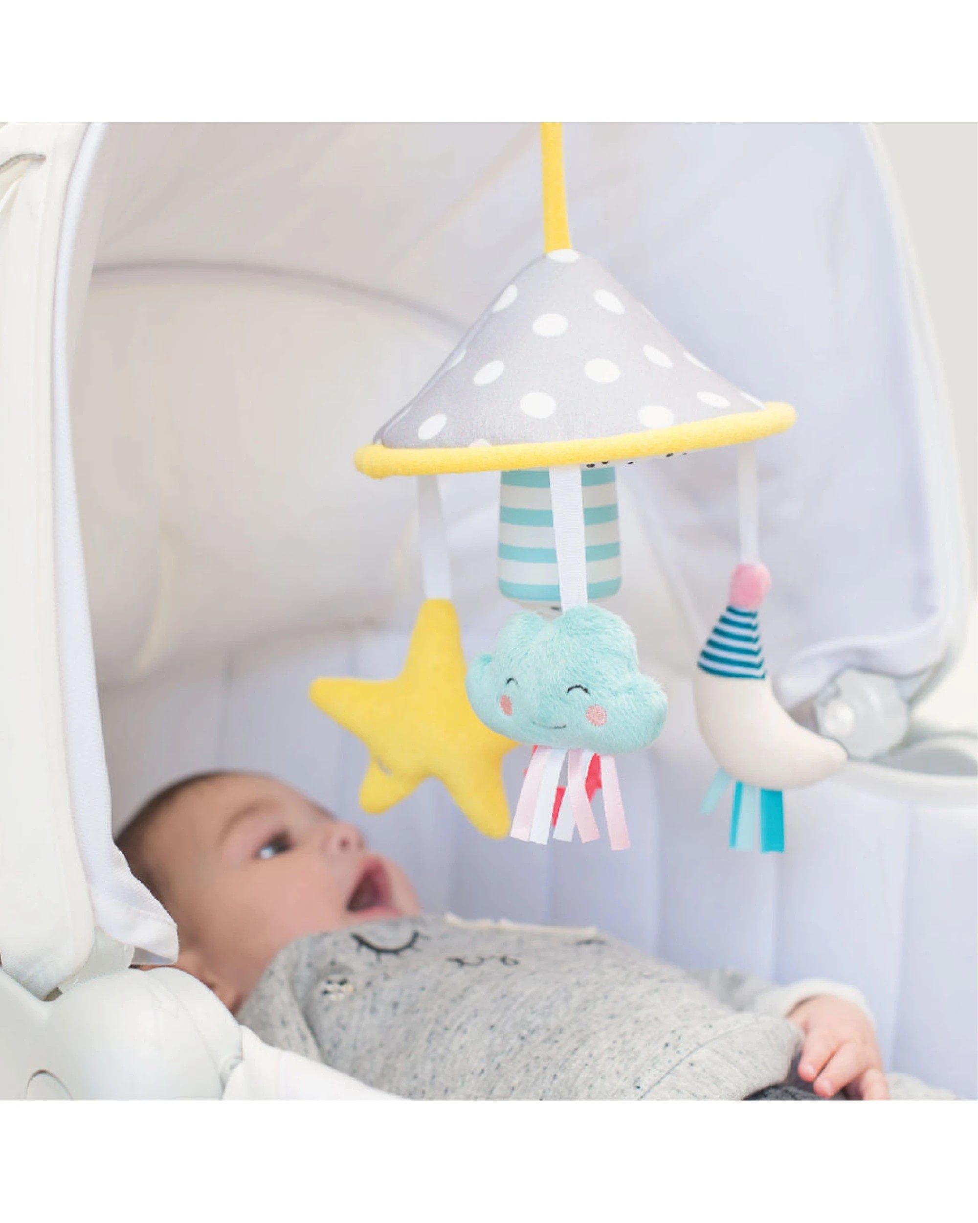 2 Taf Toys Mini Moon Pram Mobile With Soothing Chime Bells And Teether - Multi, 2 of 2