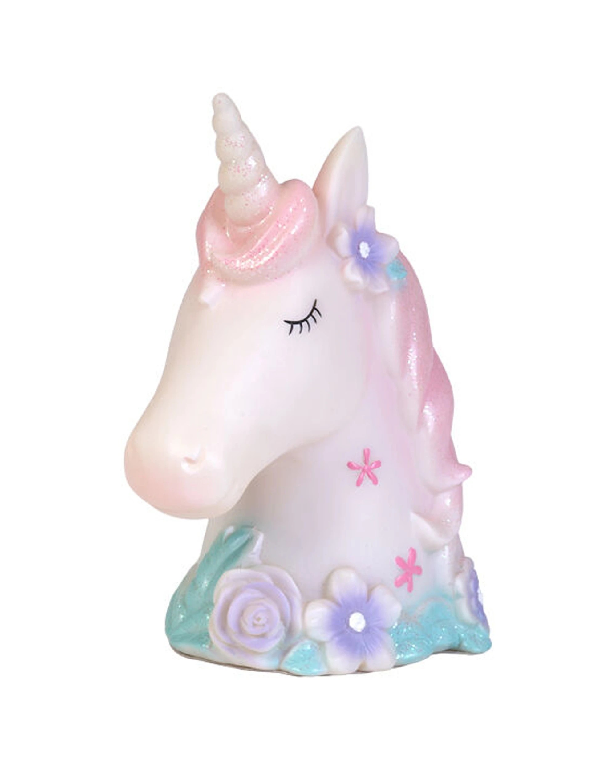 1 MDI Aus Table Lamp Unicorn Flower Design Novelty Magical Child Safe LED Lighting Decorative Figurine - White, 1 of 1