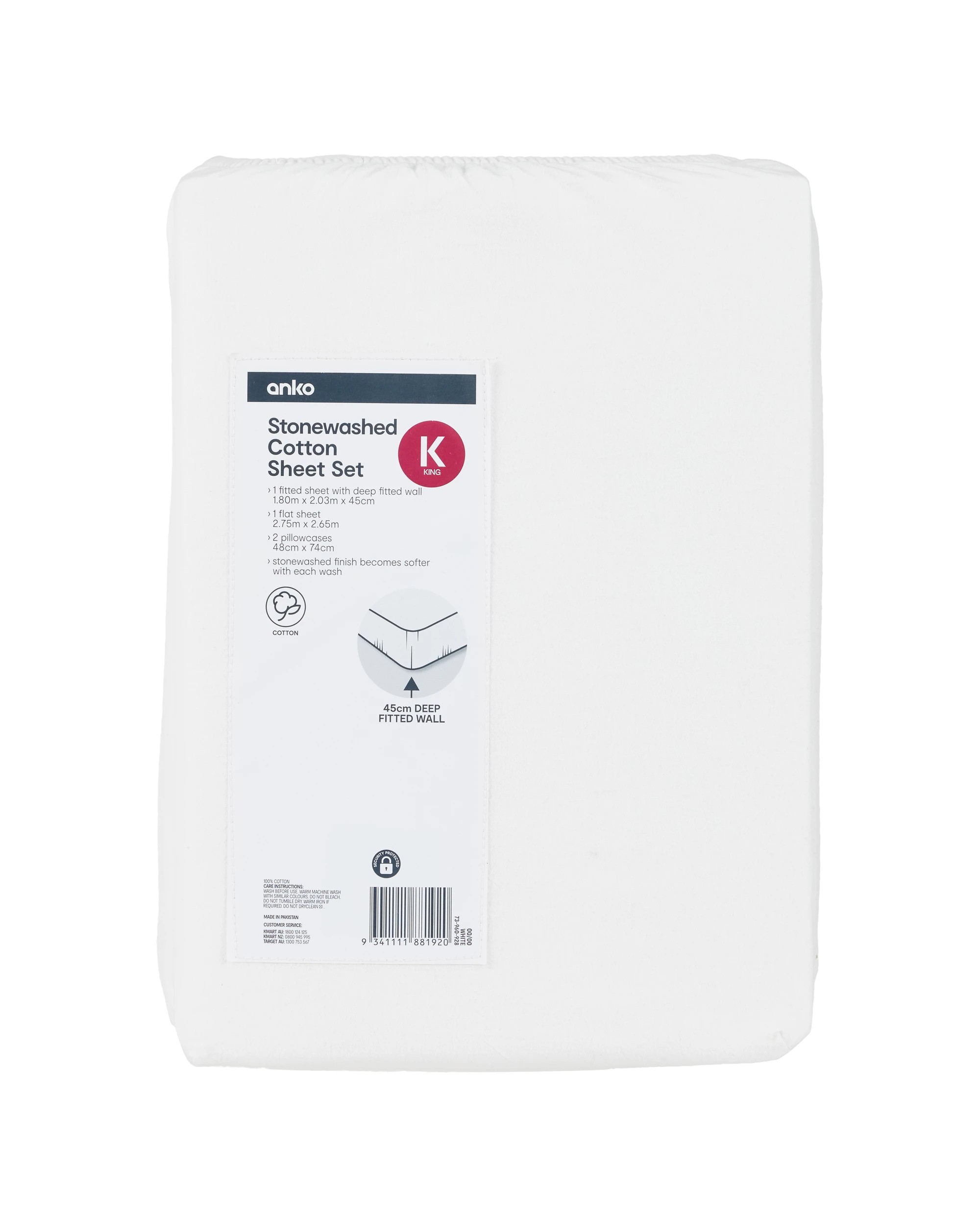 5 Stonewashed Cotton Sheet Set - King Bed, White, 5 of 5