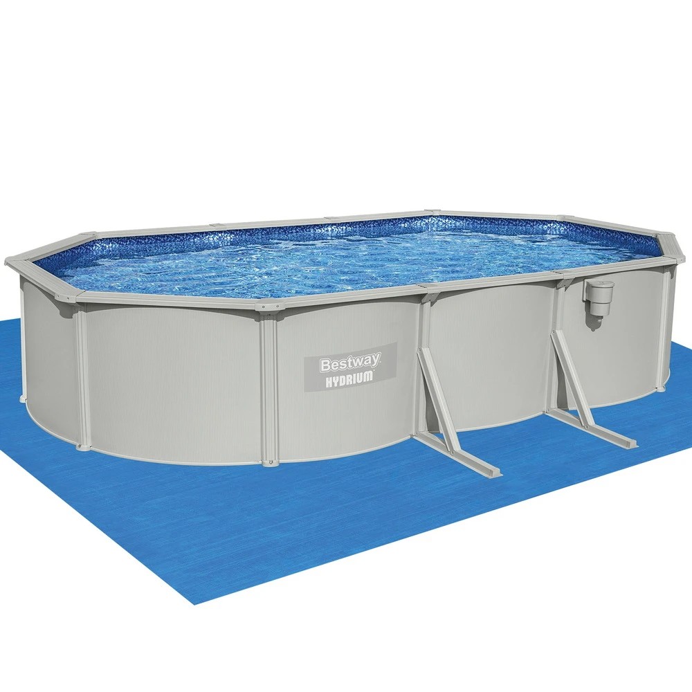 1 Bestway Swimming Pool 610 x 366cm Steel Frame Round Pool Set w/ Filter Ladder - Grey, 1 of 6