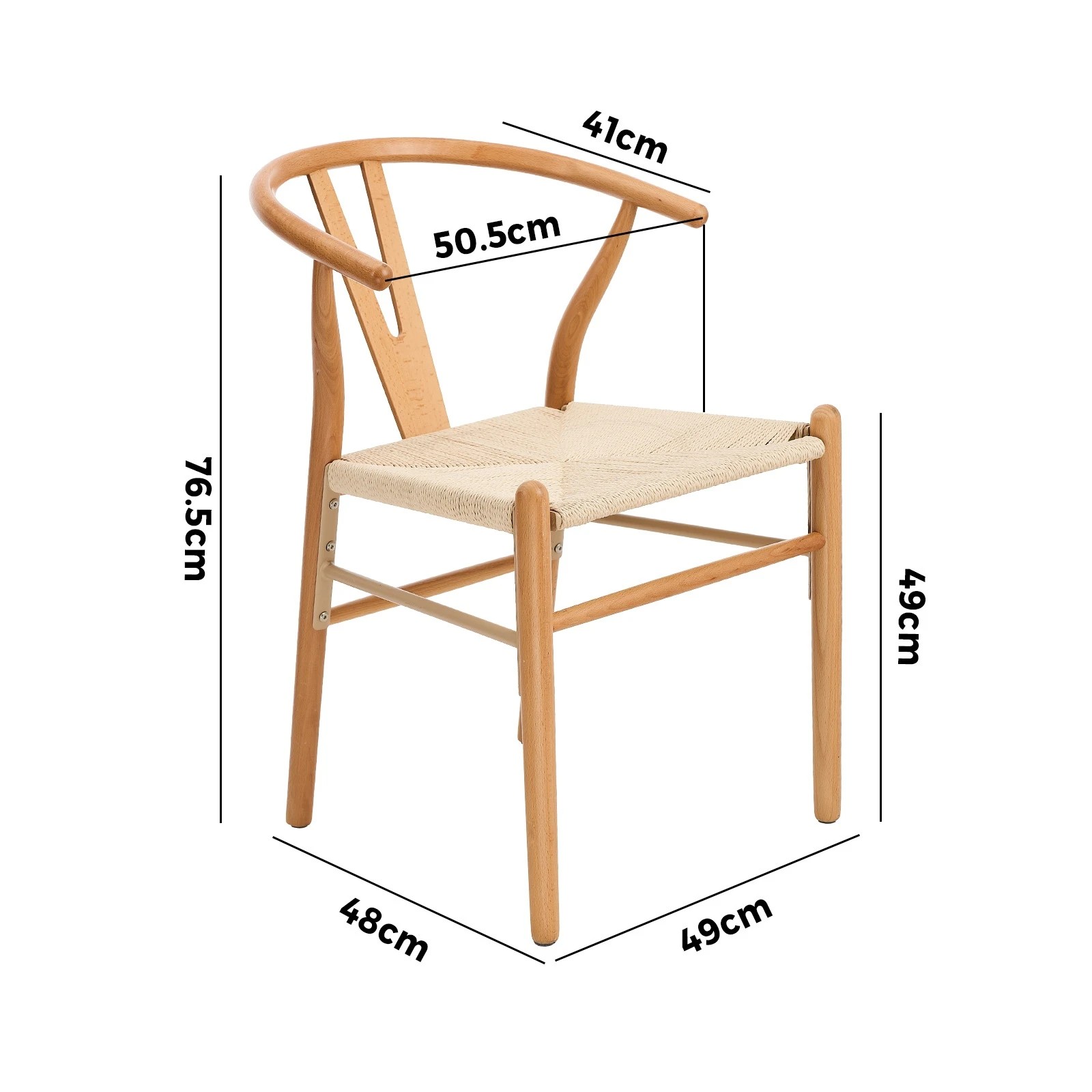 8 Oikiture Set of 4 Wooden Dining Chair Cafe Lounge Seat Wishbone Shaped Chair - Natural, 8 of 8