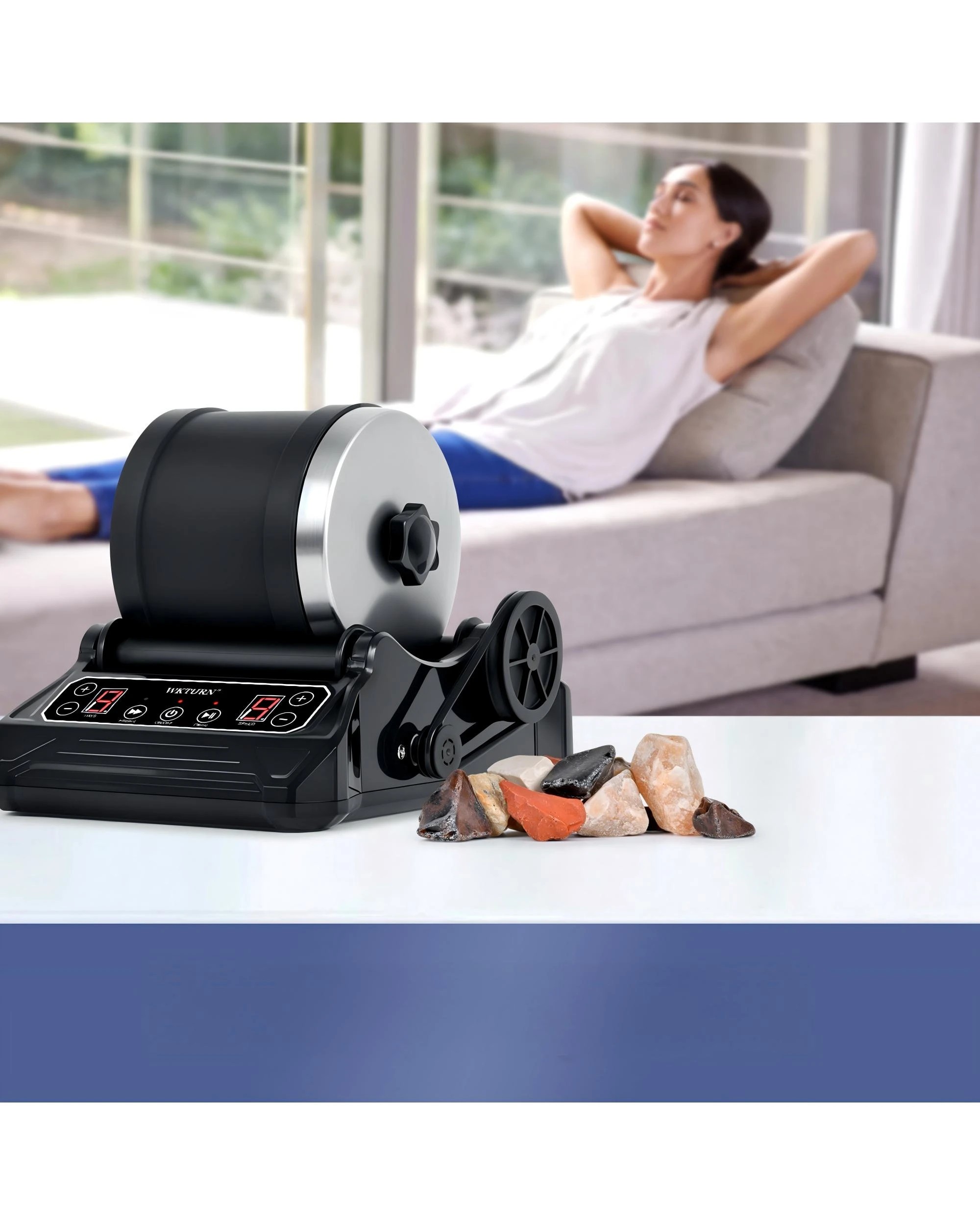 4 Advwin Electric Rock Tumbler for Kids Advanced Rock Polisher - Black, 4 of 8