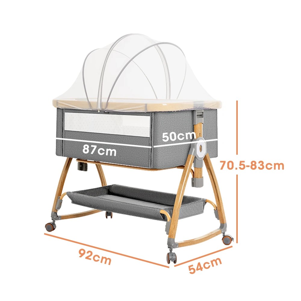 2 PlayPals 3-in-1 Baby Cot Crib Bed Bassinet Bedside Sleeper Portable Foldable - Multi, 2 of 3