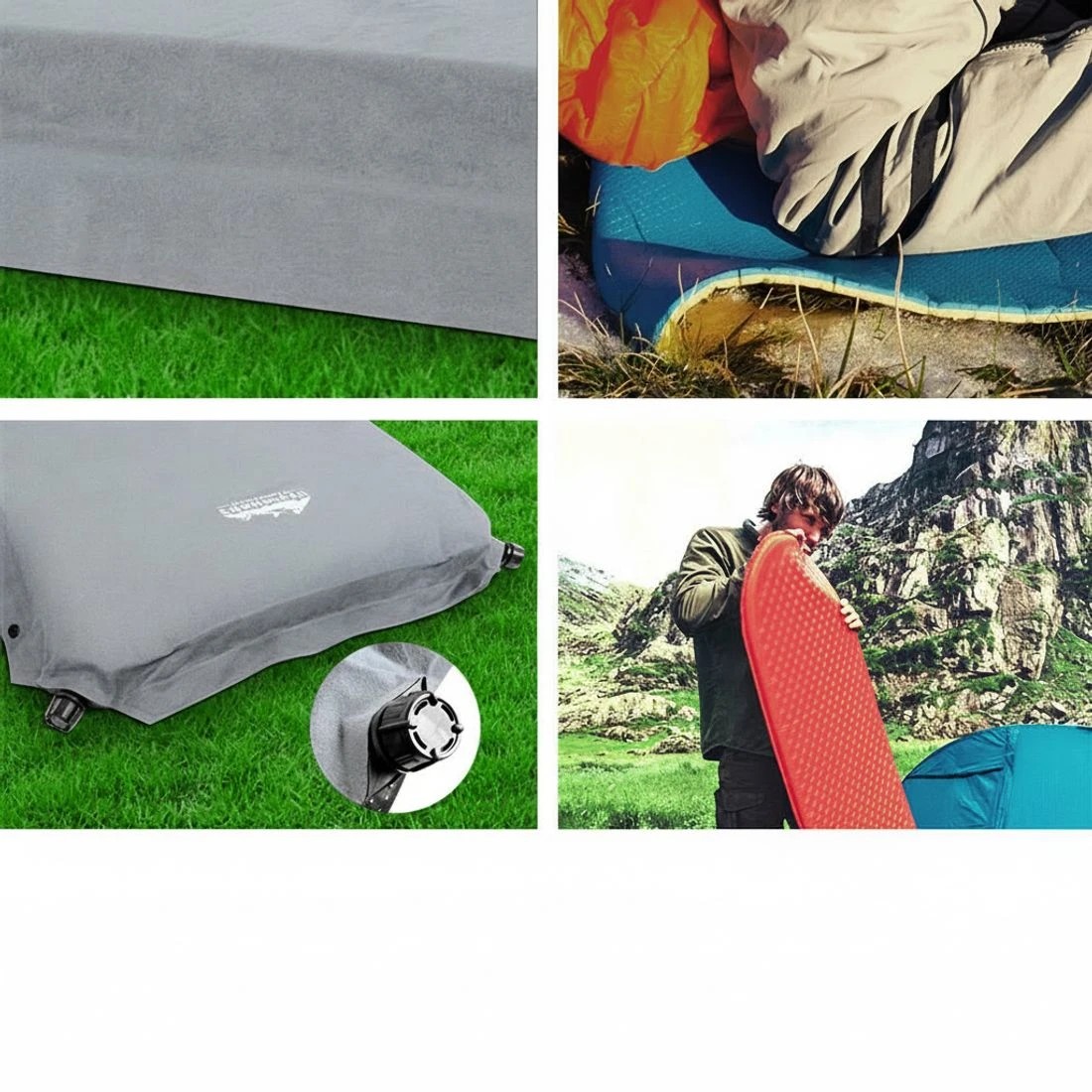 4 Weisshorn Self Inflating Mattress Camping Sleeping Mat Air Bed Double Set Coffee - Brown, 4 of 5
