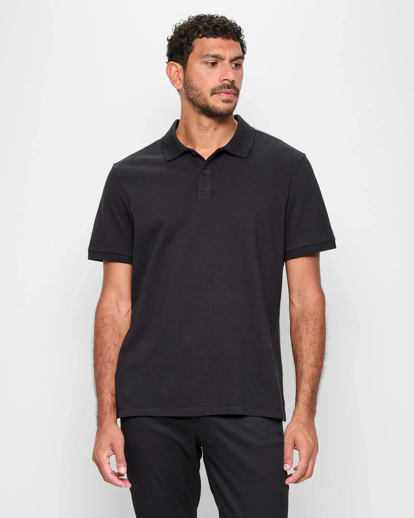 1 Australian Cotton Textured Polo Top - Preview BLACK, 1 of 5