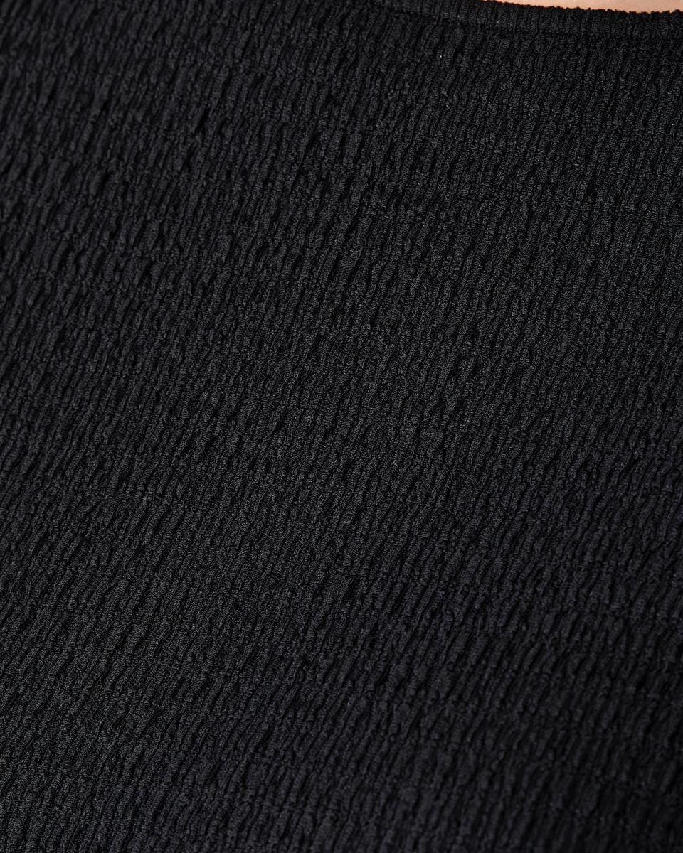 7 Long Sleeve Crinkle Ruched Midi Dress Black, 7 of 8