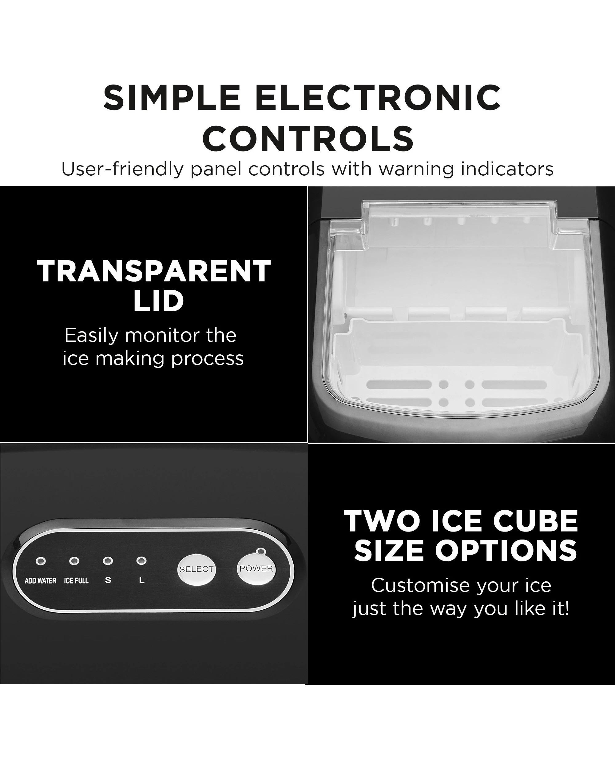 7 Morphy Richards Ice Maker Stainless Steel 15kg Small Large And Cube 2.1l Tank, 7 of 10