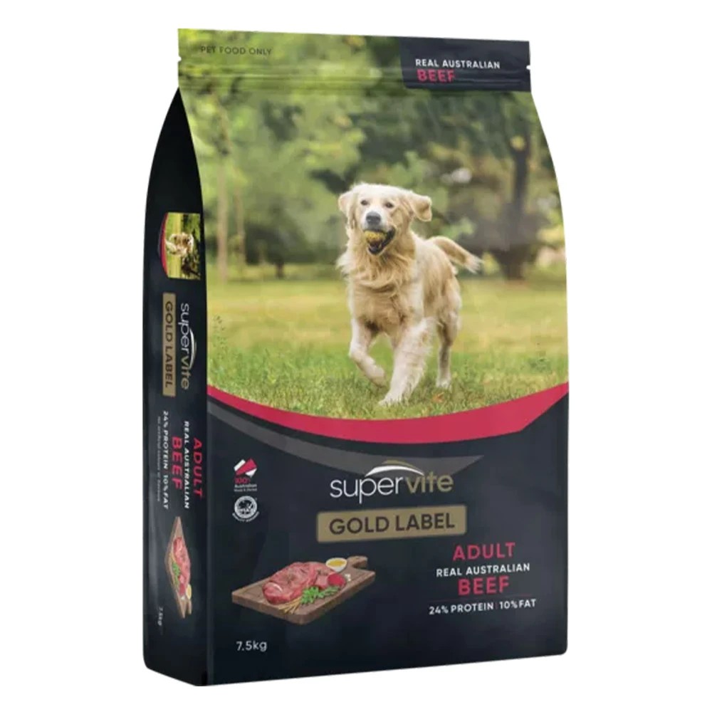 1 Supervite Gold Label Adult Real Australian Beef Dry Dog Food 7.5 Kg, 1 of 1