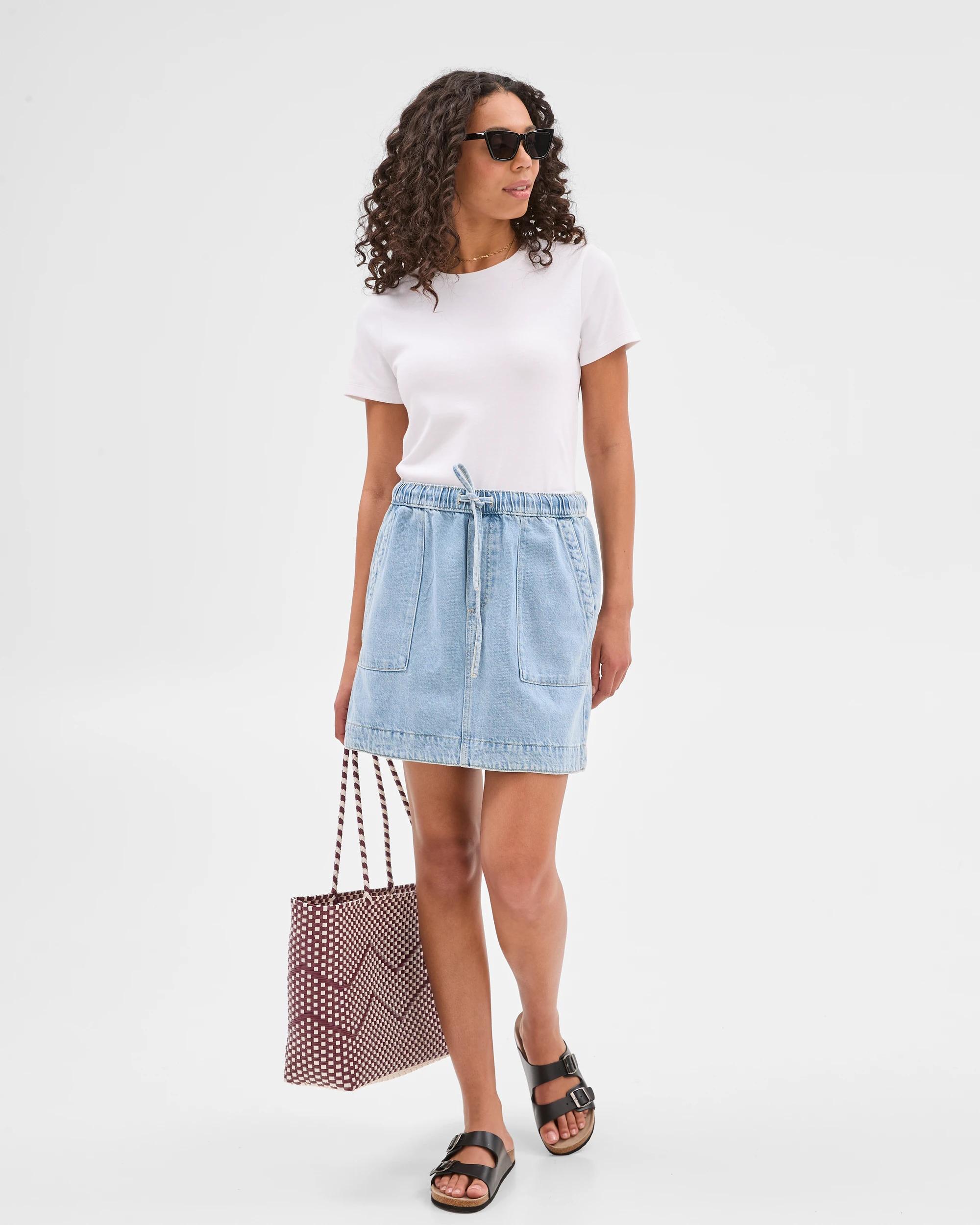 1 Target Denim Pull On Mini Skirt ICE BLUE, 1 of 6