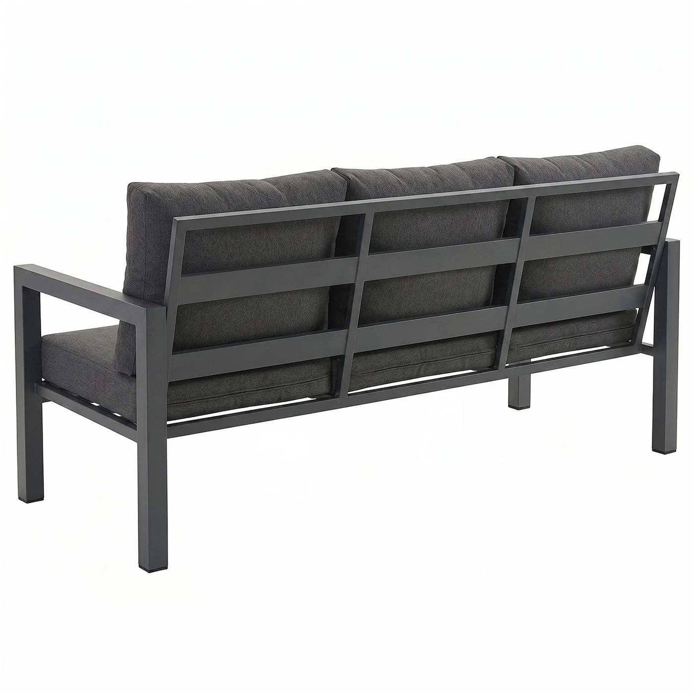 6 Moda Living Manly 3 Seater Charcoal Aluminium Outdoor Sofa Lounge - Dark Grey Cushions - Charcoal, 6 of 8