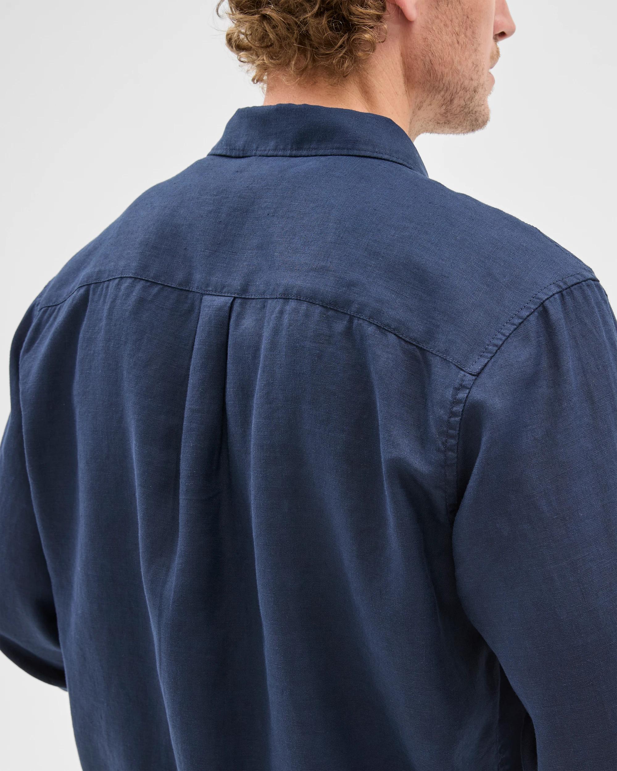 5 Target European Linen Long Sleeve Shirt NAVY, 5 of 8