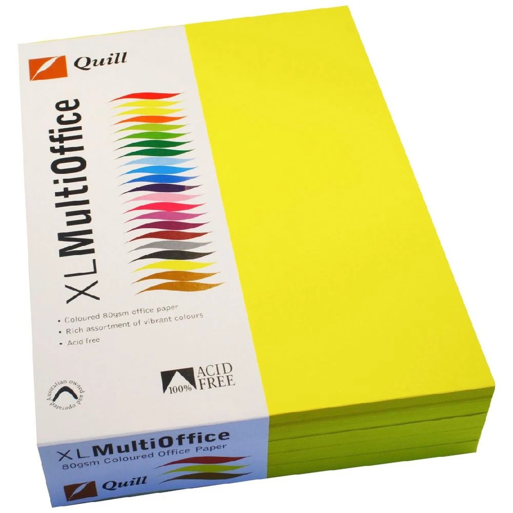 1 Quill Coloured Paper 80gsm A4 Lemon 500 Sheet Ream, 1 of 1